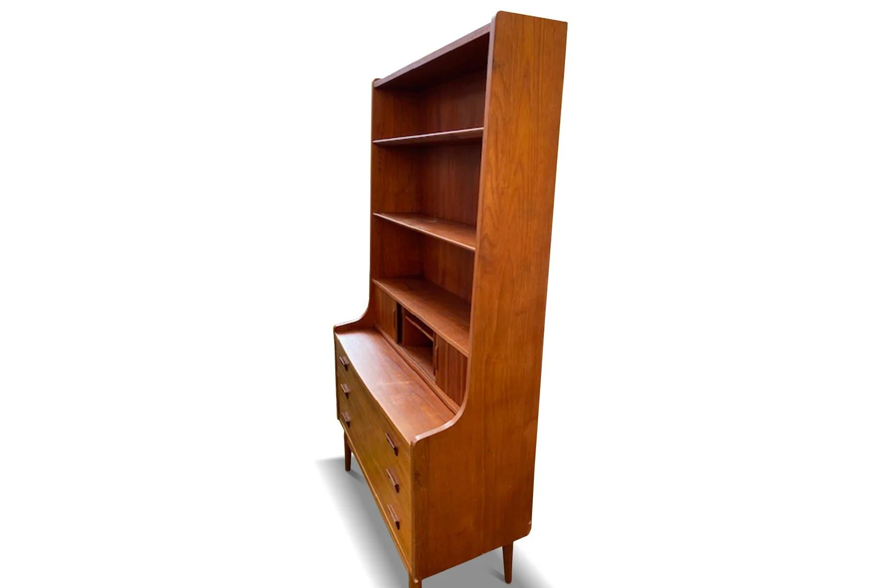 Danish Johannes sorth teak bookcase / secretary desk For Sale