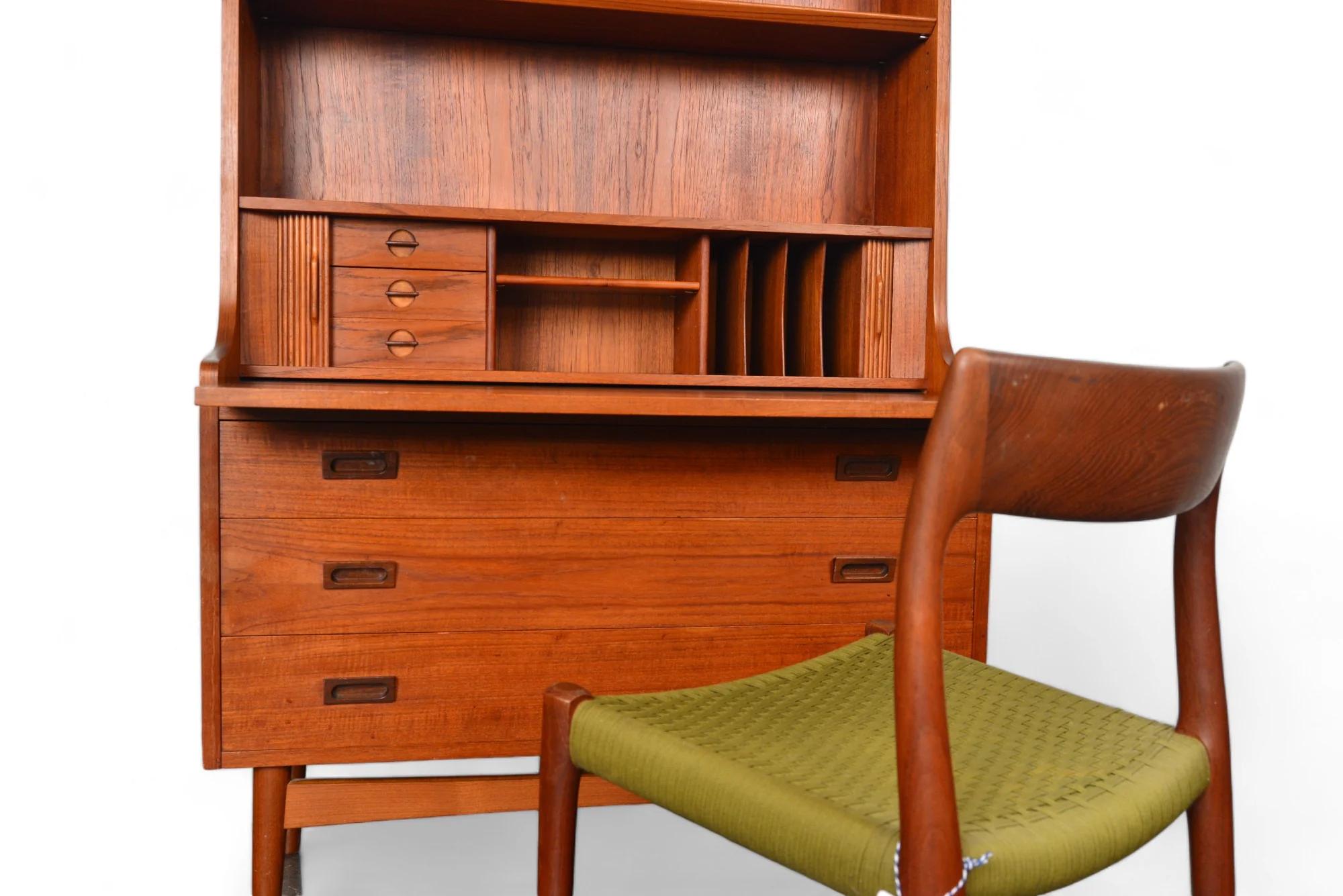 Danish Johannes Sorth Teak Bookcase / Secretary Desk For Sale