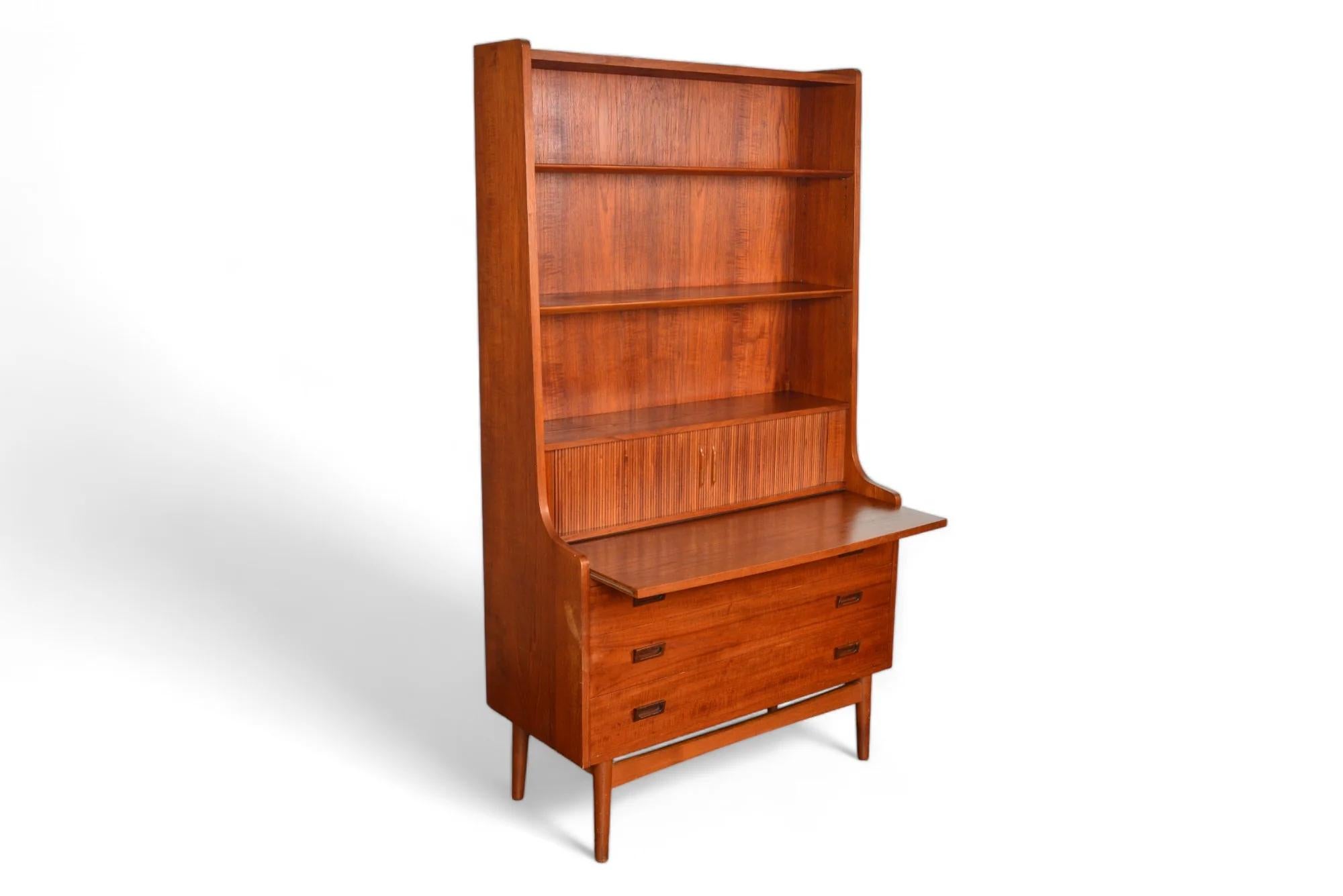 20th Century Johannes Sorth Teak Bookcase / Secretary Desk For Sale