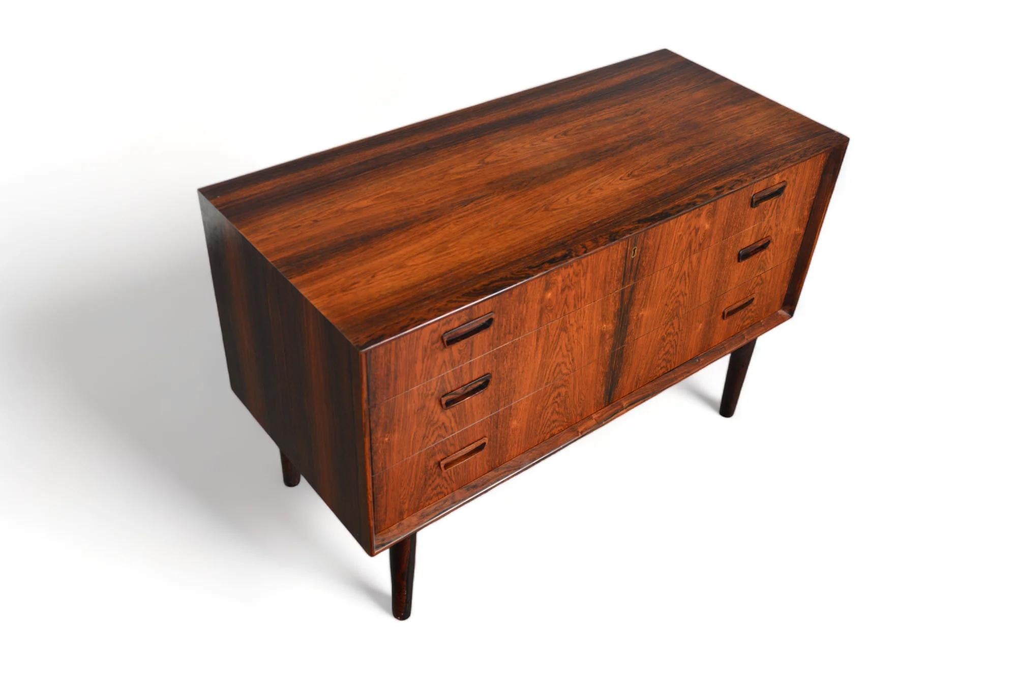 Johannes Sorth Three Drawer Rosewood Gentleman's Chest In Good Condition For Sale In Berkeley, CA