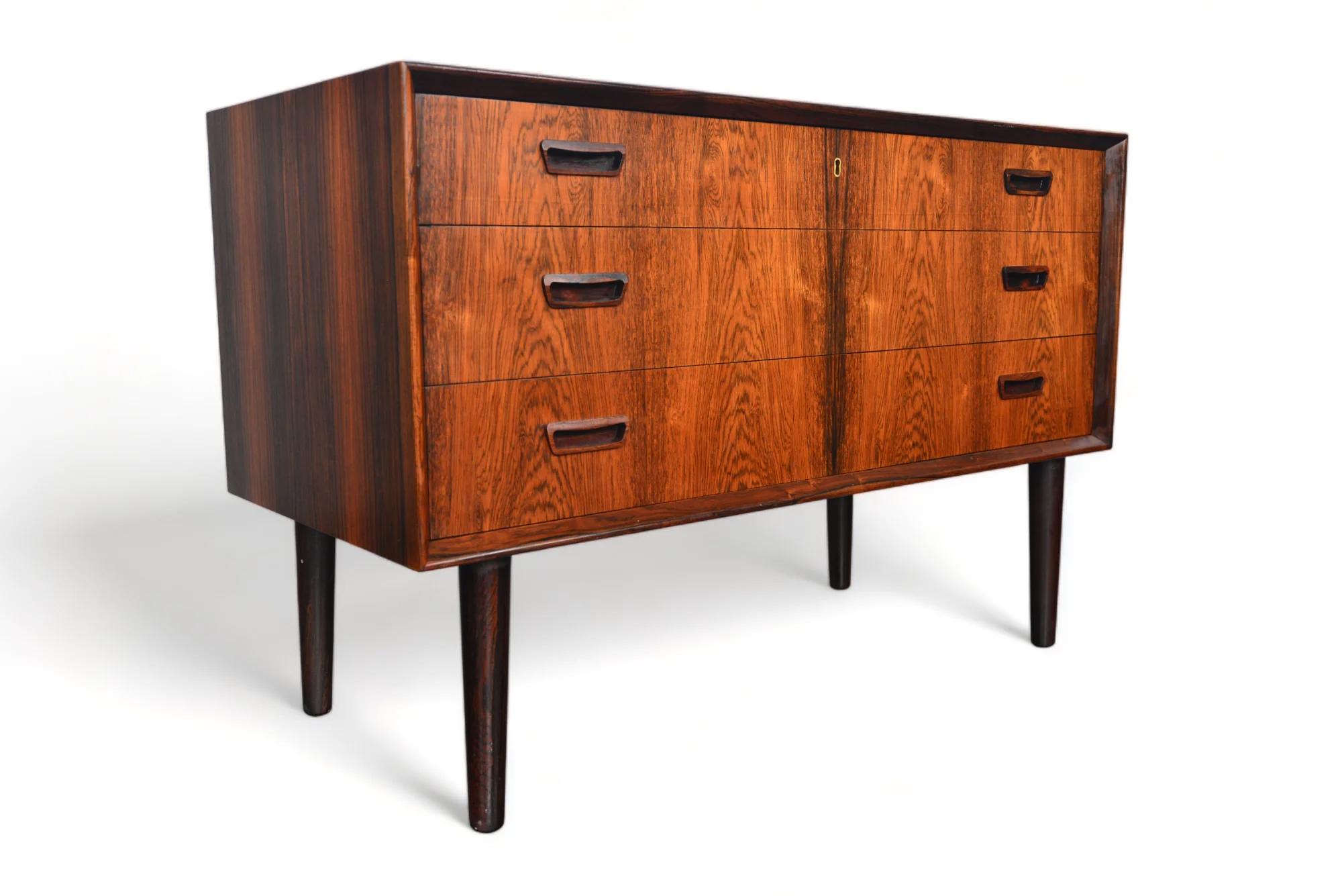 20th Century Johannes Sorth Three Drawer Rosewood Gentleman's Chest For Sale