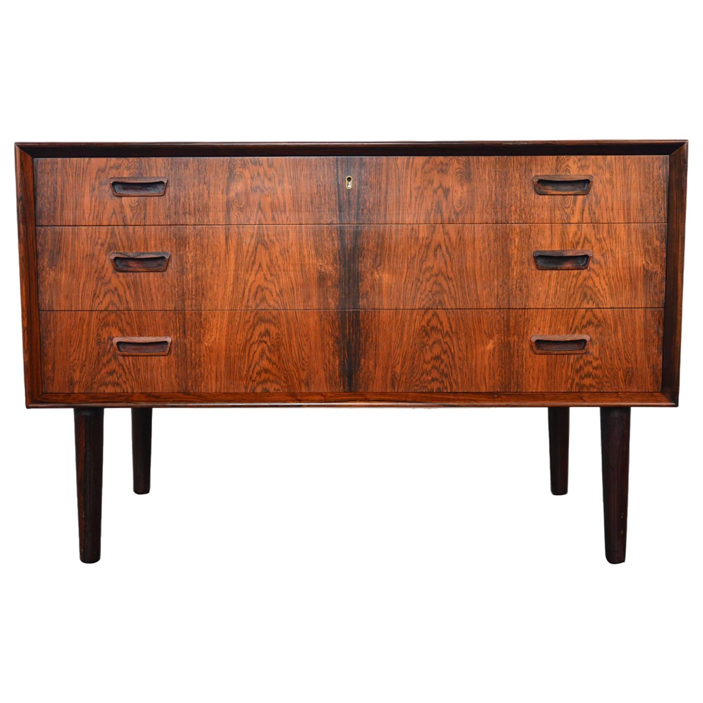 Commode de gentleman Johannes Sorth à trois tiroirs en bois de rose