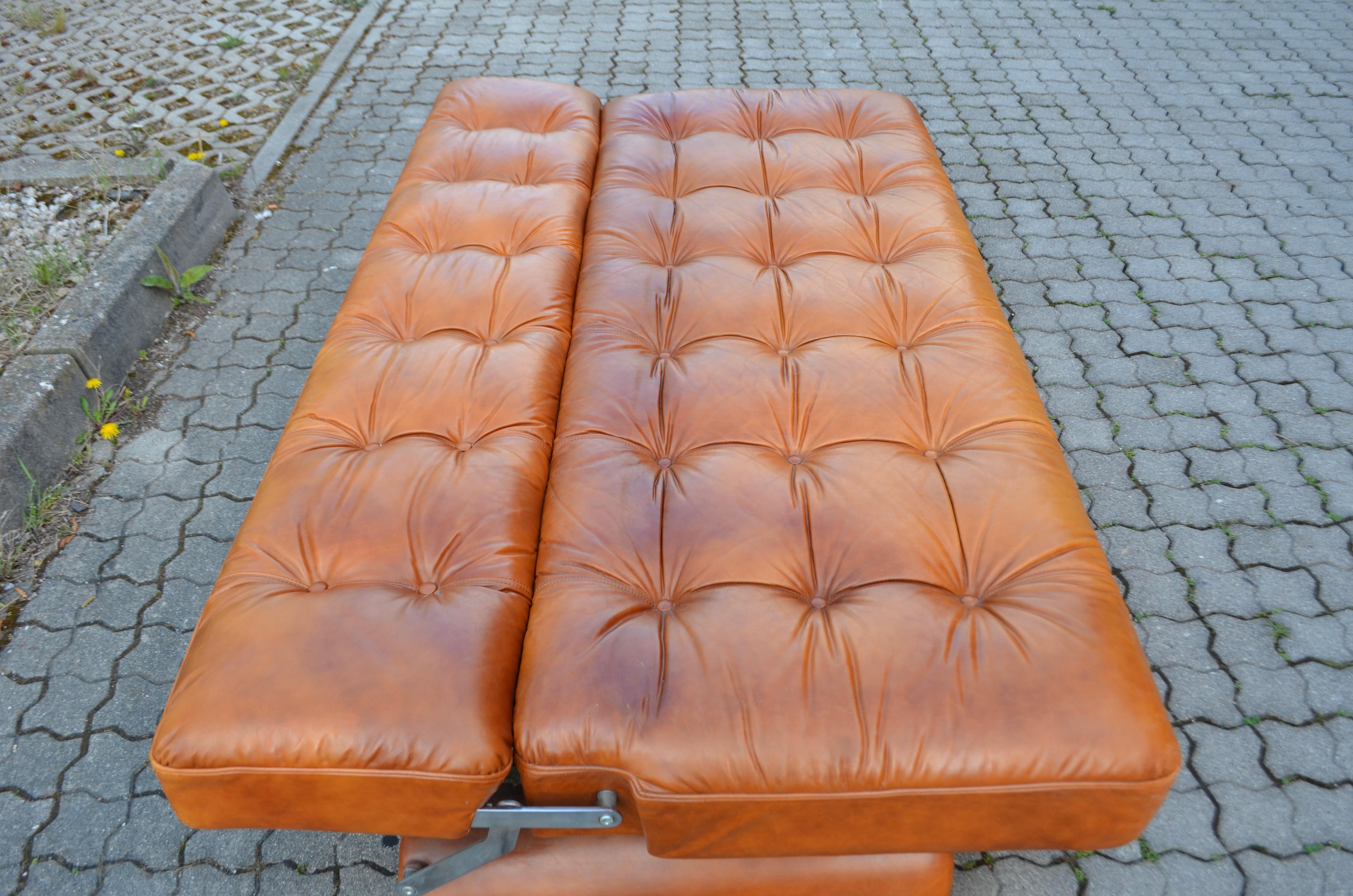 Johannes Spalt Cognac Daybed Leather Sofa Constanze by Wittmann 4
