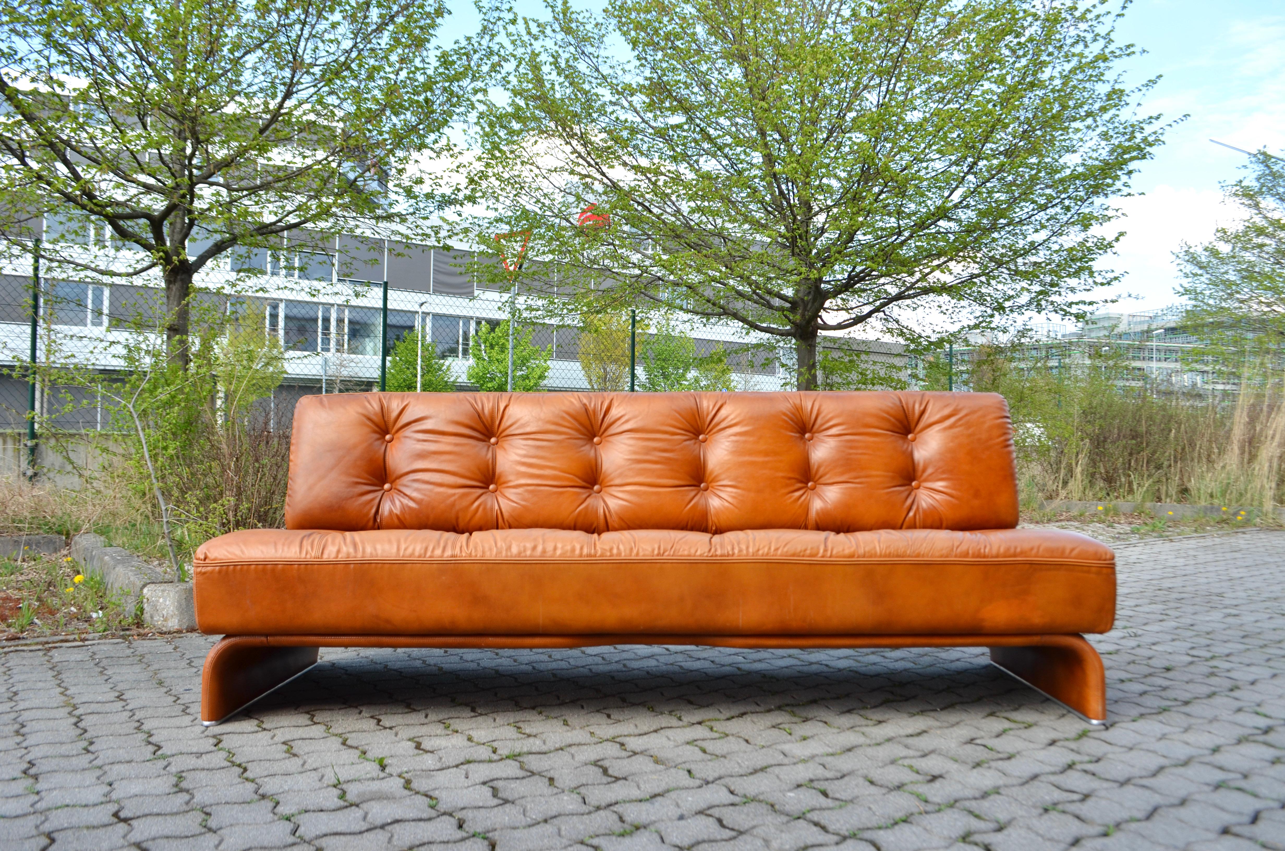 Johannes Spalt Cognac Daybed Leather Sofa Constanze by Wittmann 5