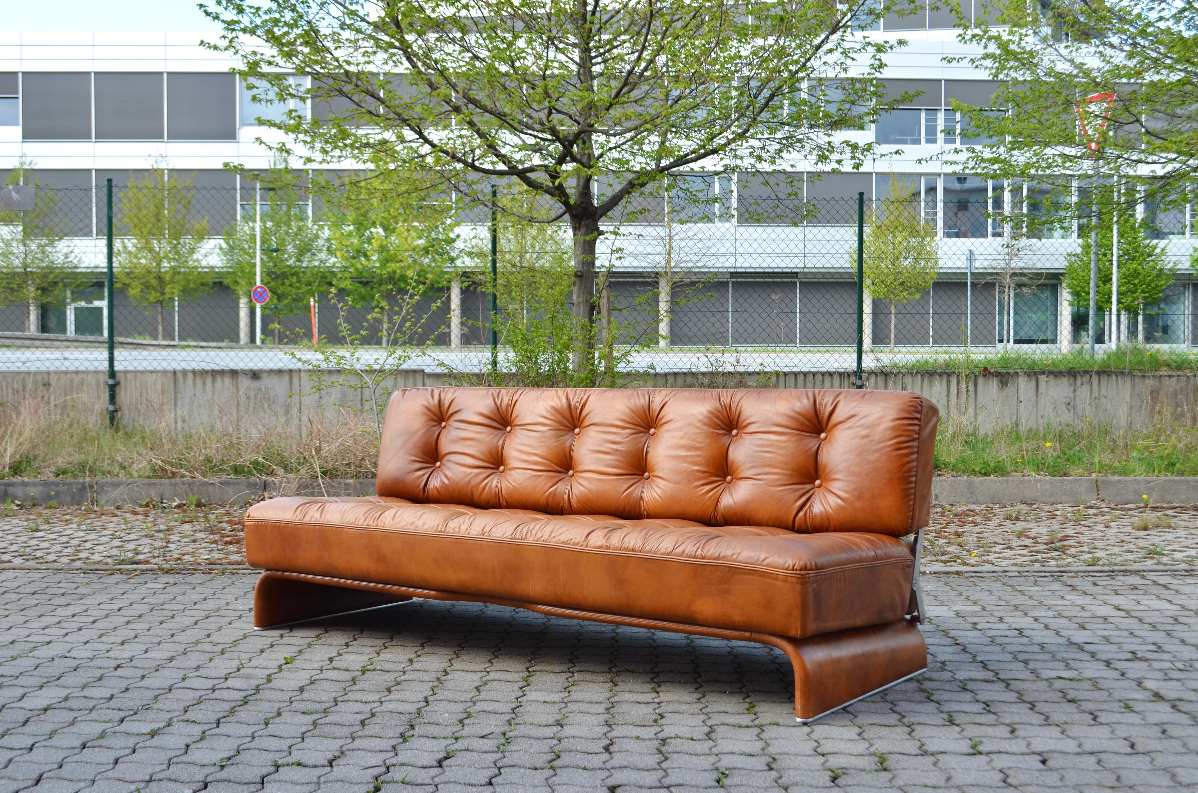Johannes Spalt Cognac Daybed Leather Sofa Constanze by Wittmann 6