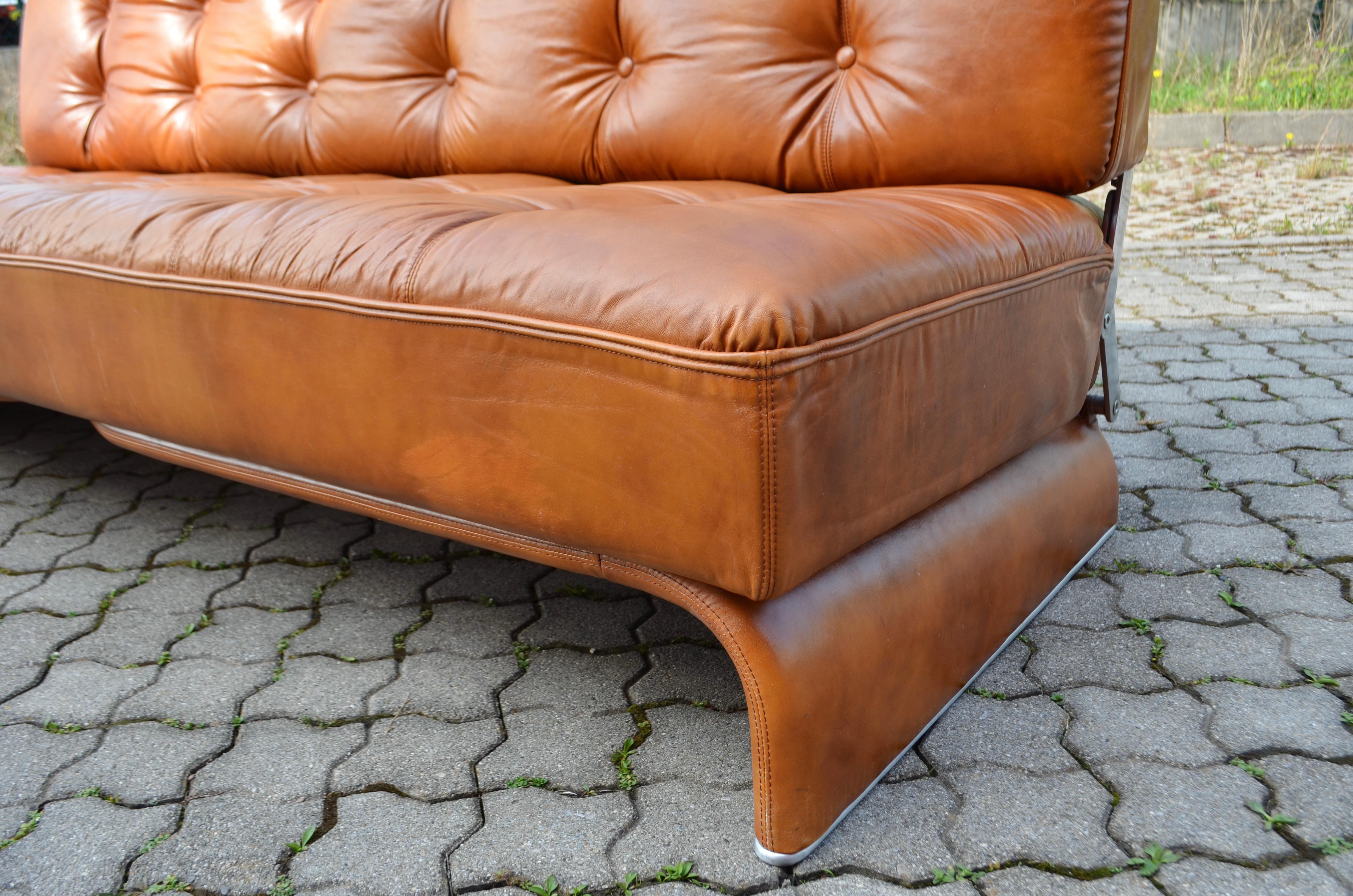 Johannes Spalt Cognac Daybed Leather Sofa Constanze by Wittmann 9