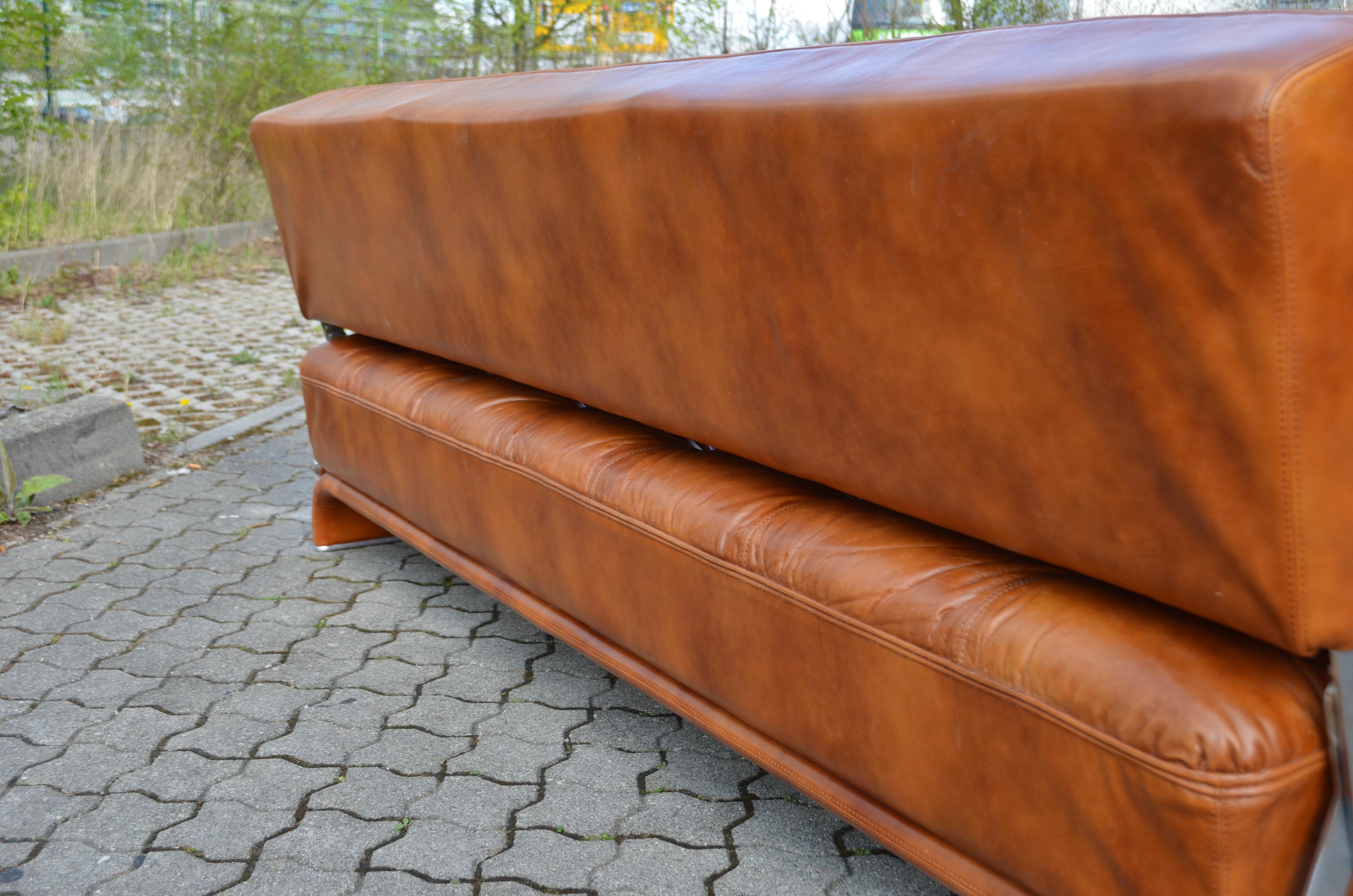 Johannes Spalt Cognac Daybed Leather Sofa Constanze by Wittmann 10