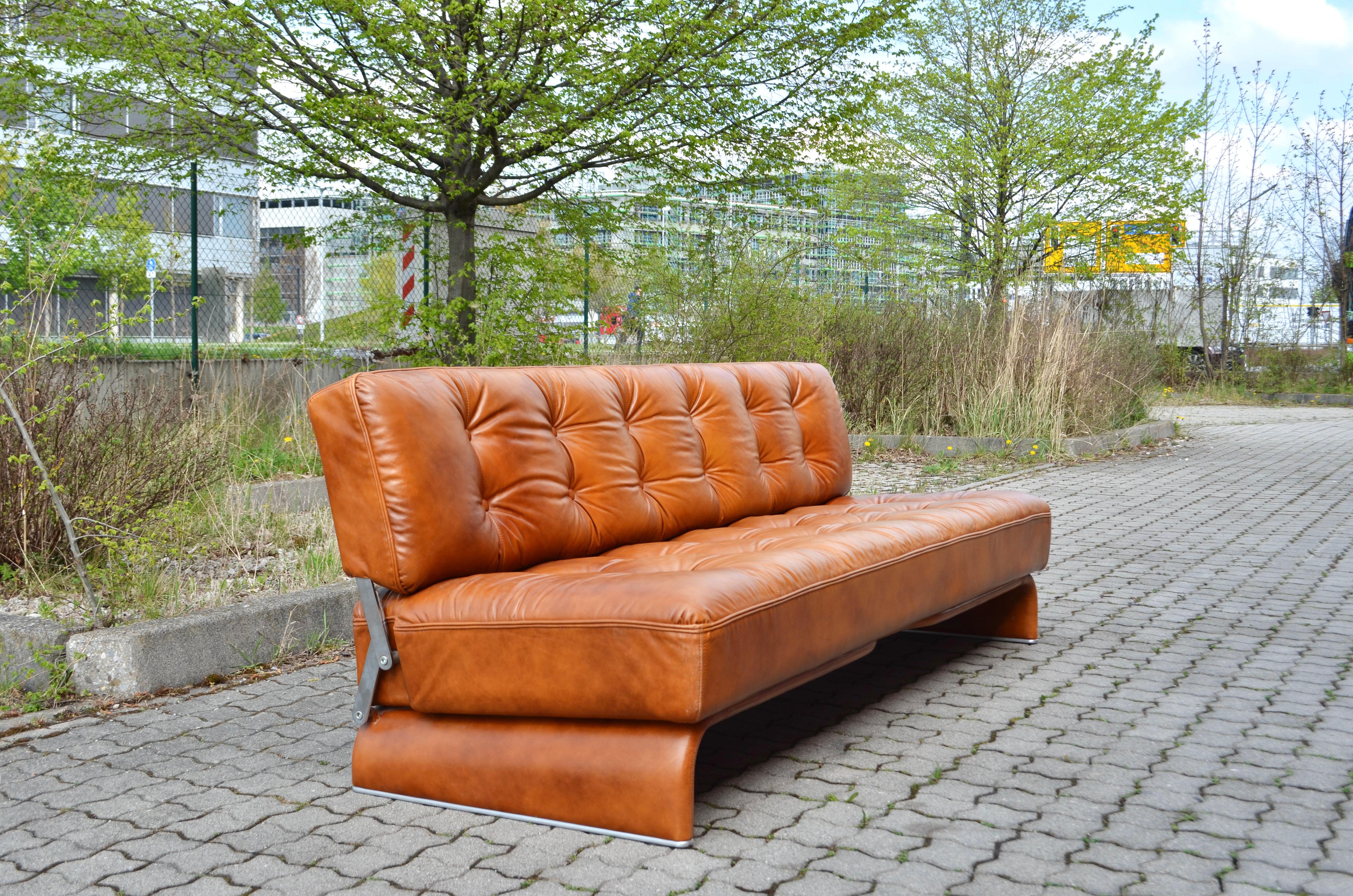 20th Century Johannes Spalt Cognac Daybed Leather Sofa Constanze by Wittmann