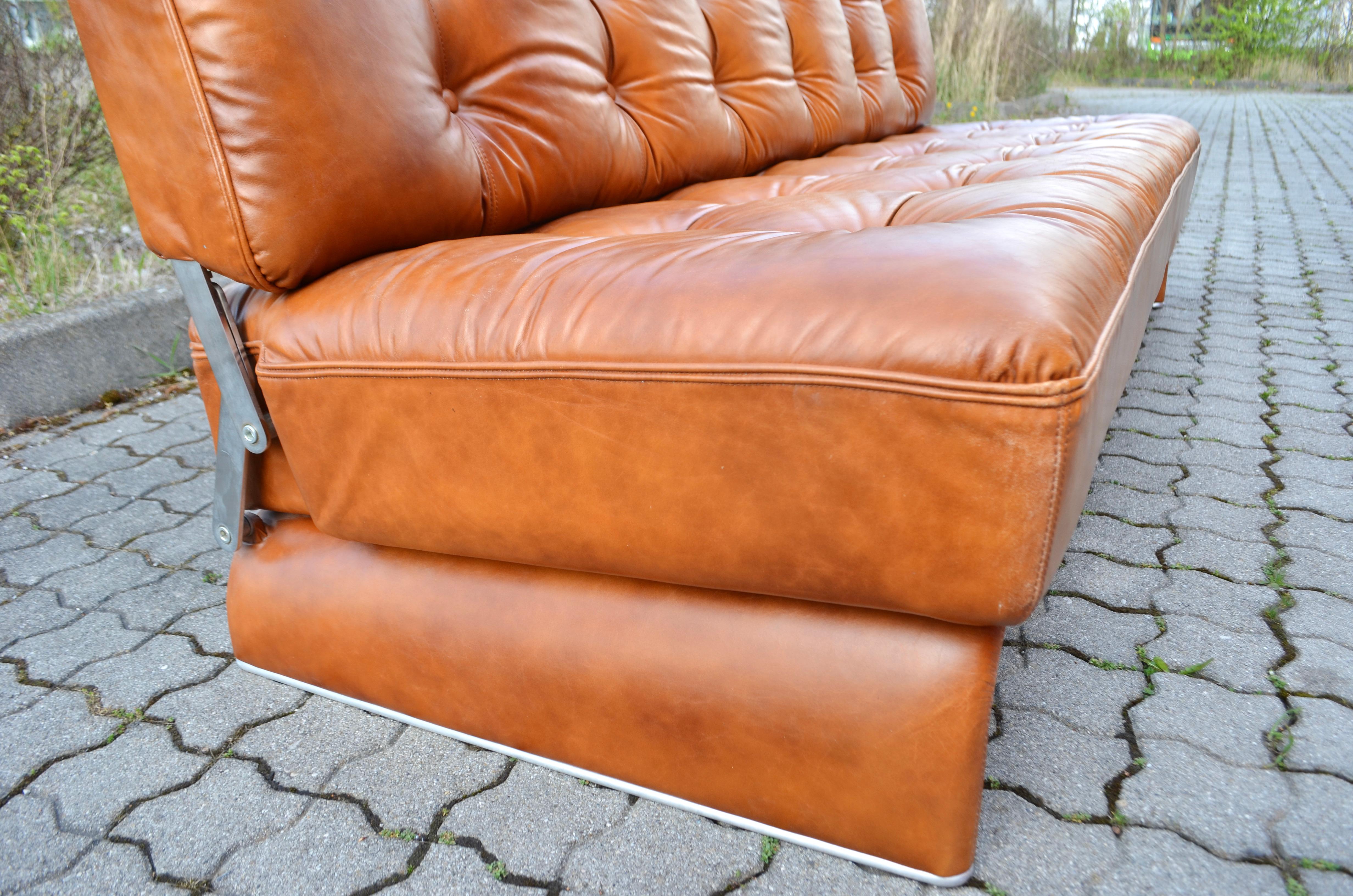 Johannes Spalt Cognac Daybed Leather Sofa Constanze by Wittmann 2