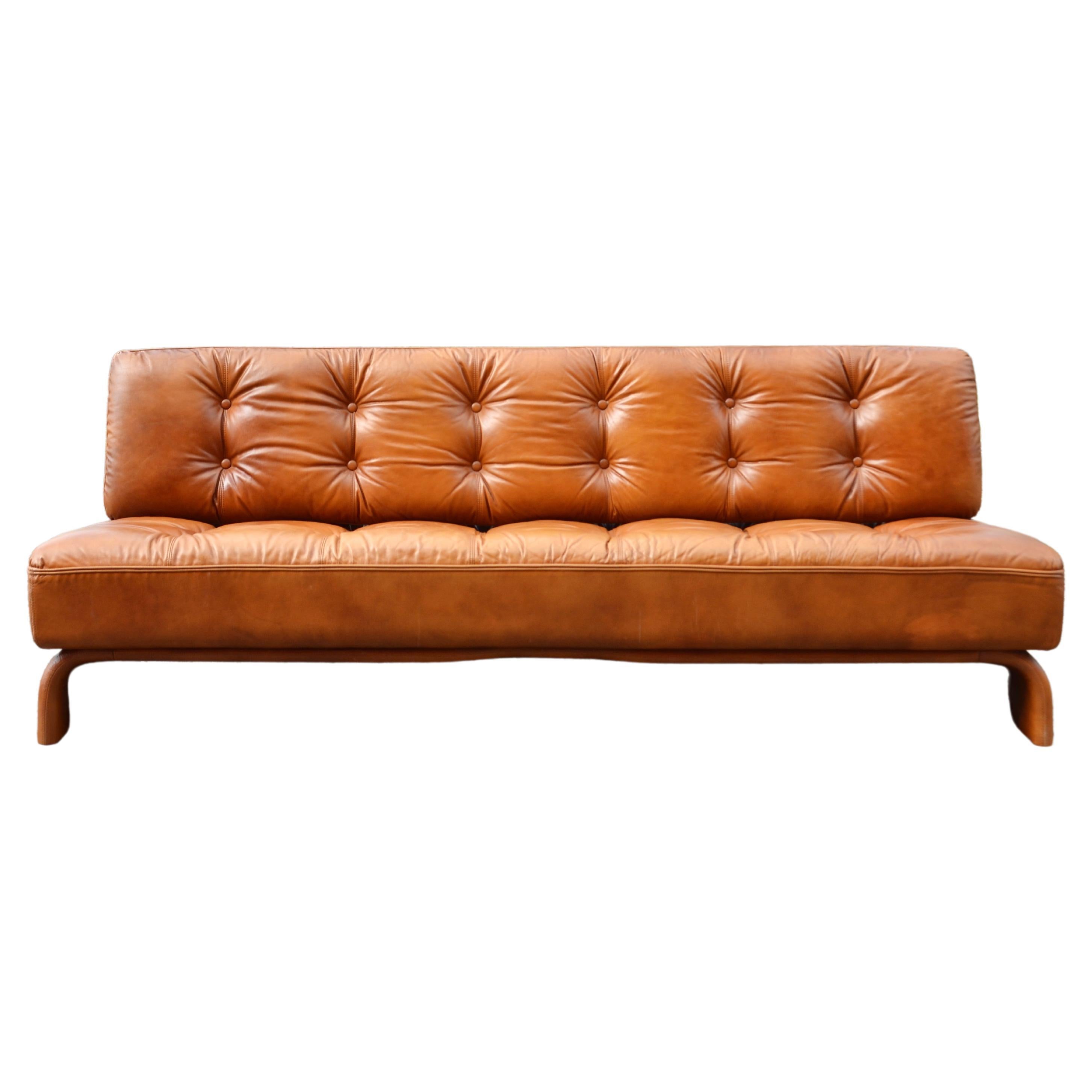 Johannes Spalt Cognac Daybed Leather Sofa Constanze by Wittmann