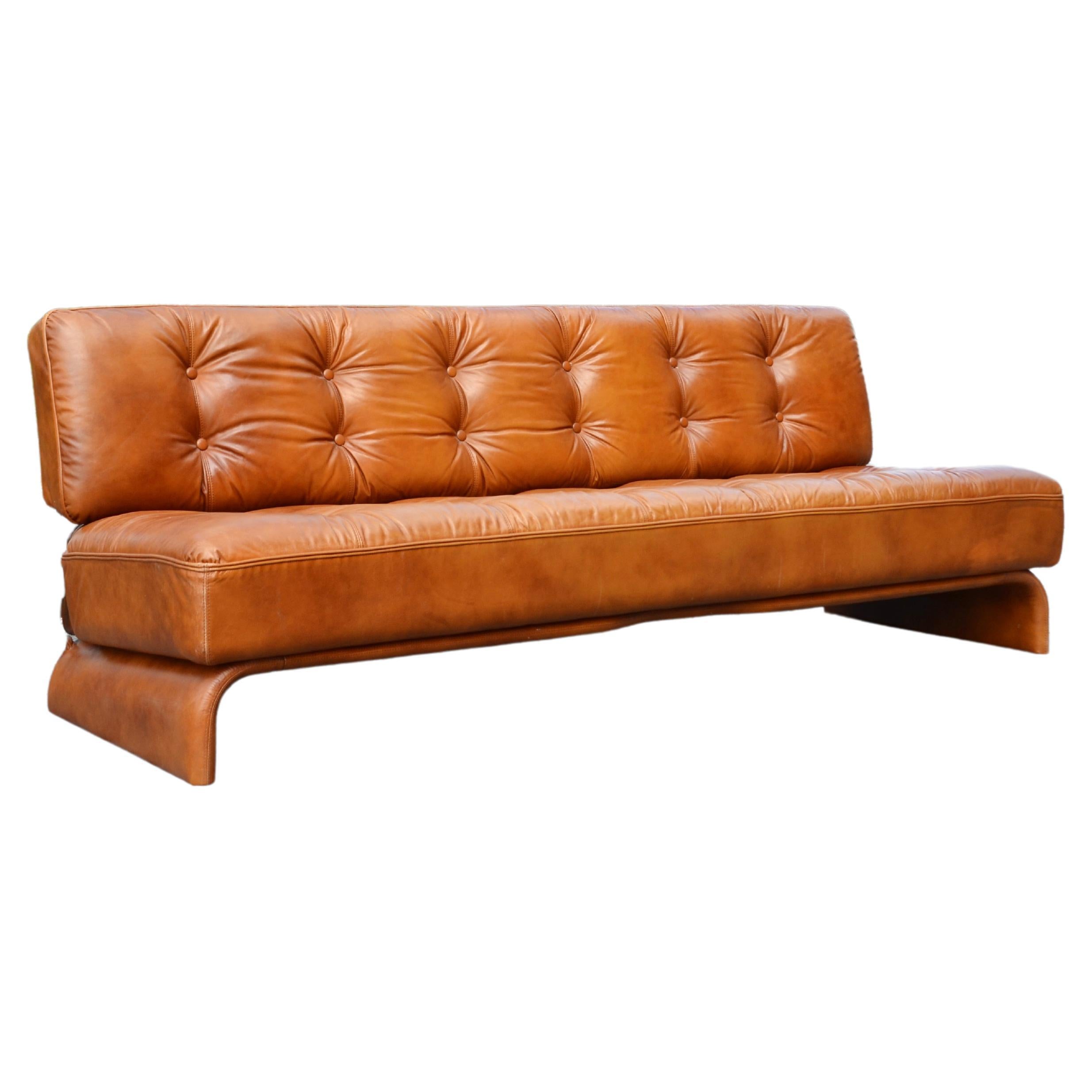 Johannes Spalt Cognac Daybed Leather Sofa Constanze by Wittmann