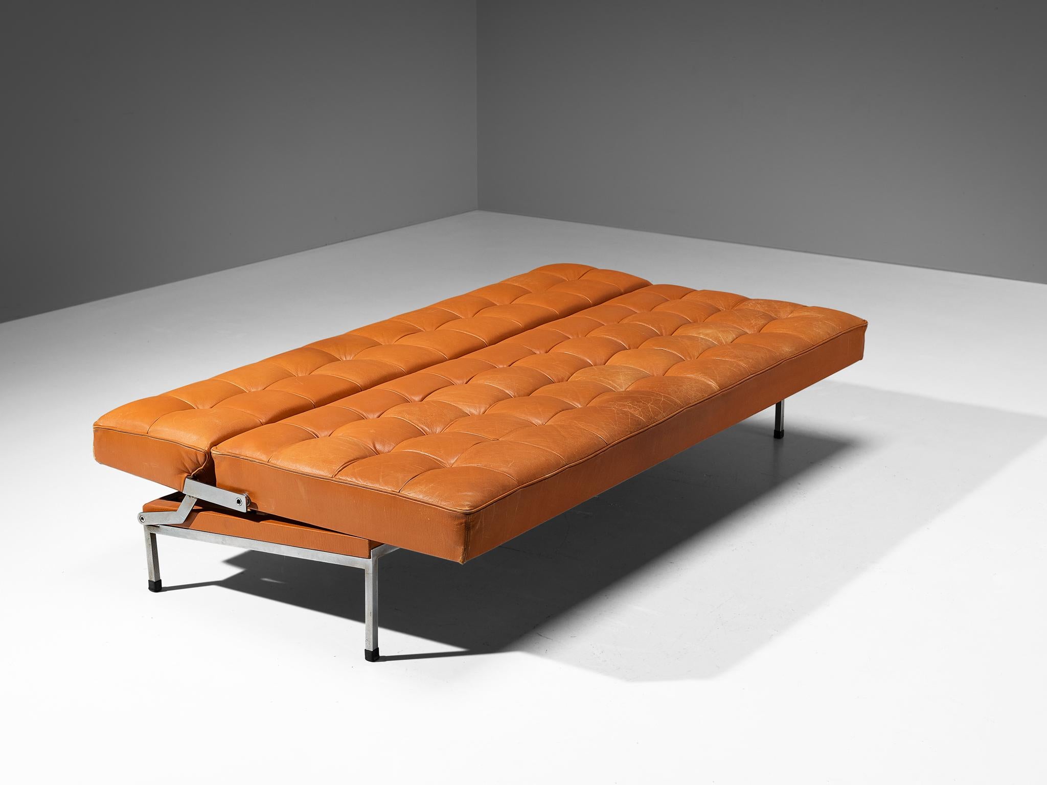 Mid-Century Modern Johannes Spalt 'Constanza' Sofa Daybed in Cognac Leather  For Sale