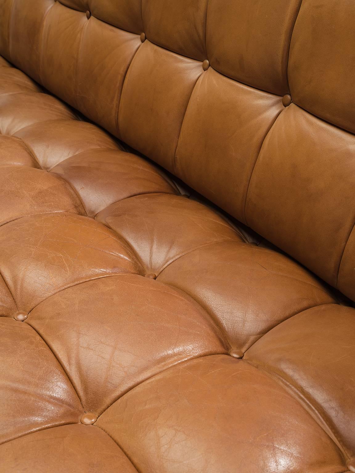 Steel Johannes Spalt 'Constanze' Cognac Leather Sofa