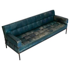 Vintage Johannes Spalt 'Constanze' Sofa Daybed Armrests, Patinated Green Leather, 1960s