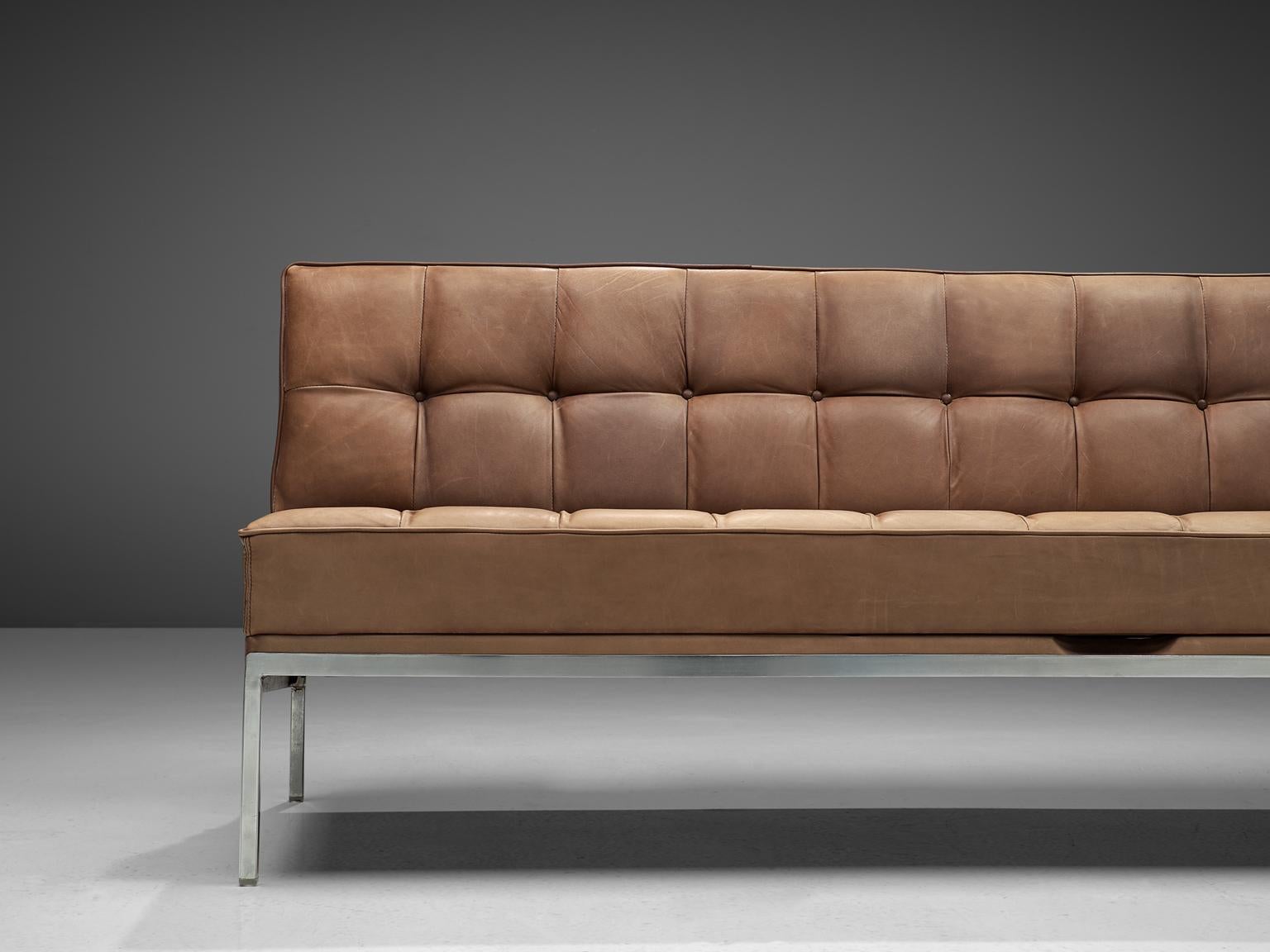 Johannes Spalt 'Constanze' Sofa in Taupe Leather In Good Condition In Waalwijk, NL