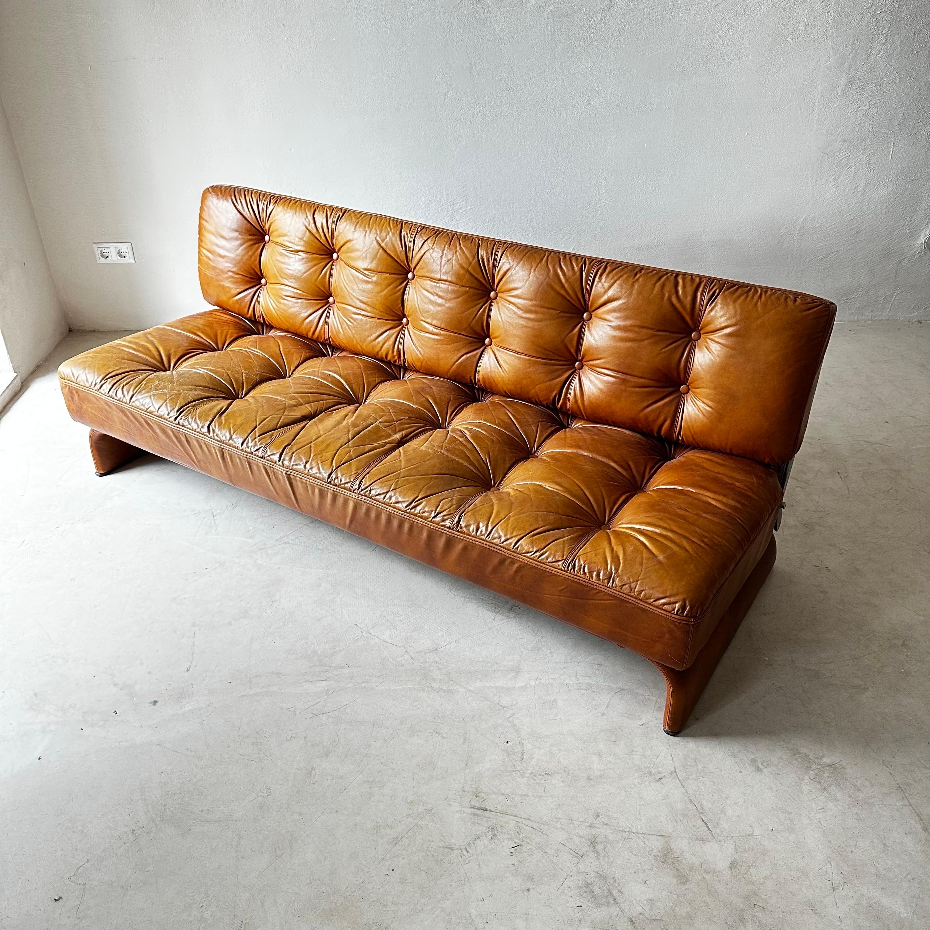 Johannes Spalt for Wittmann 'Constanze' Sofa in Cognac Leather, Austria 1970s. Patinated leather in very nice condition.
