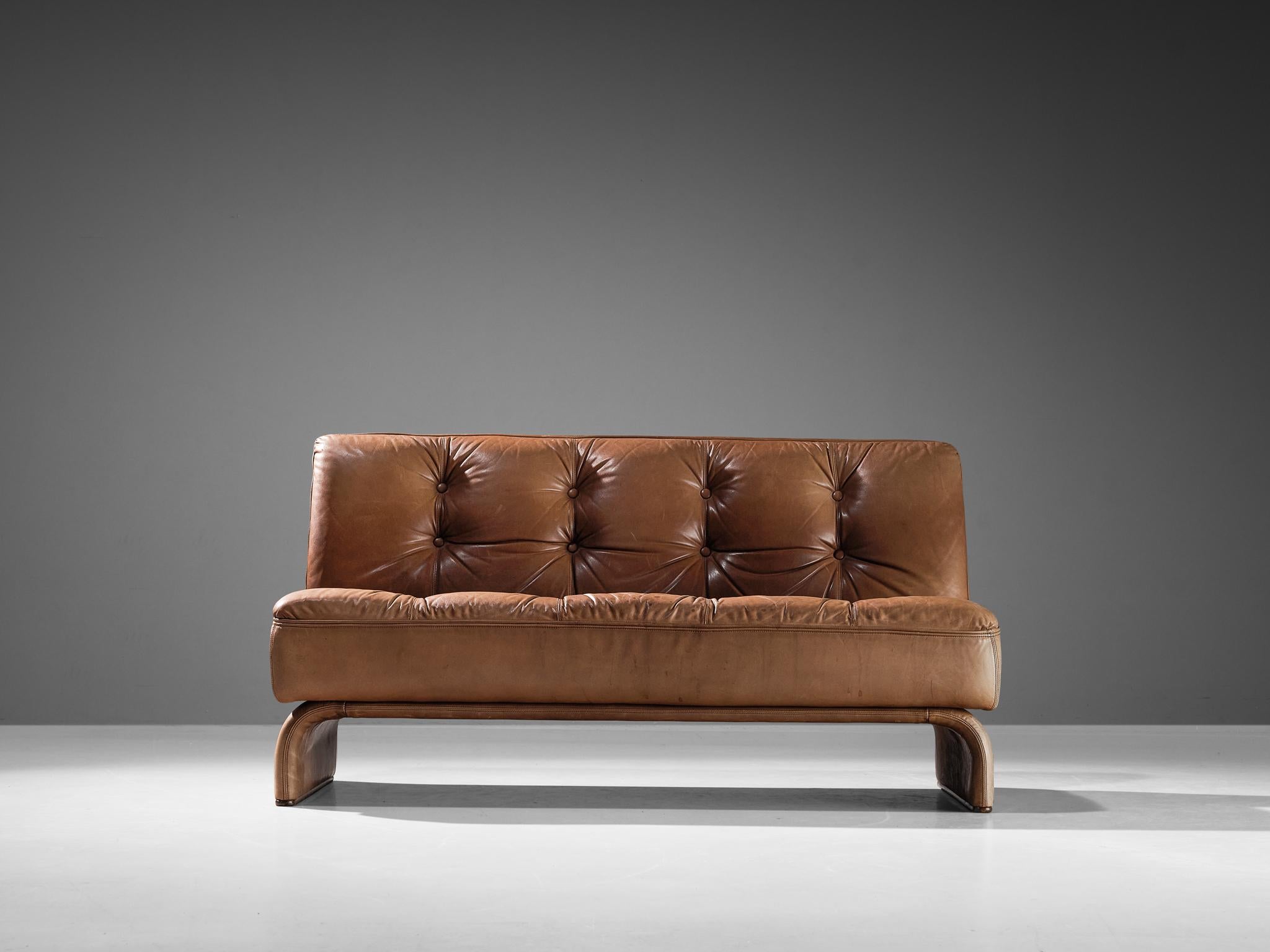 Mid-Century Modern Johannes Spalt for Wittmann Constanze Sofa in Cognac Leather