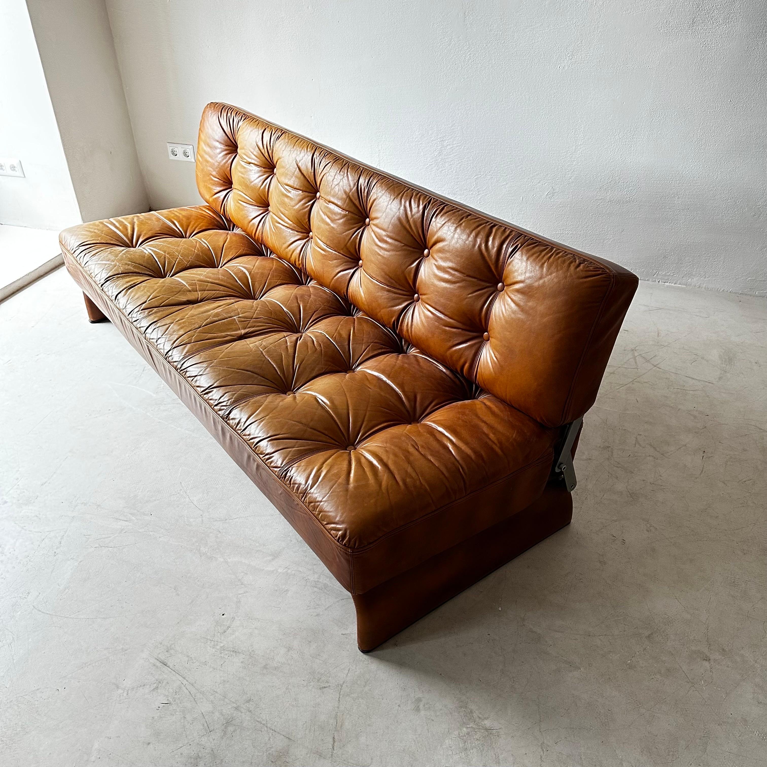 Austrian Johannes Spalt for Wittmann 'Constanze' Sofa in Cognac Leather For Sale