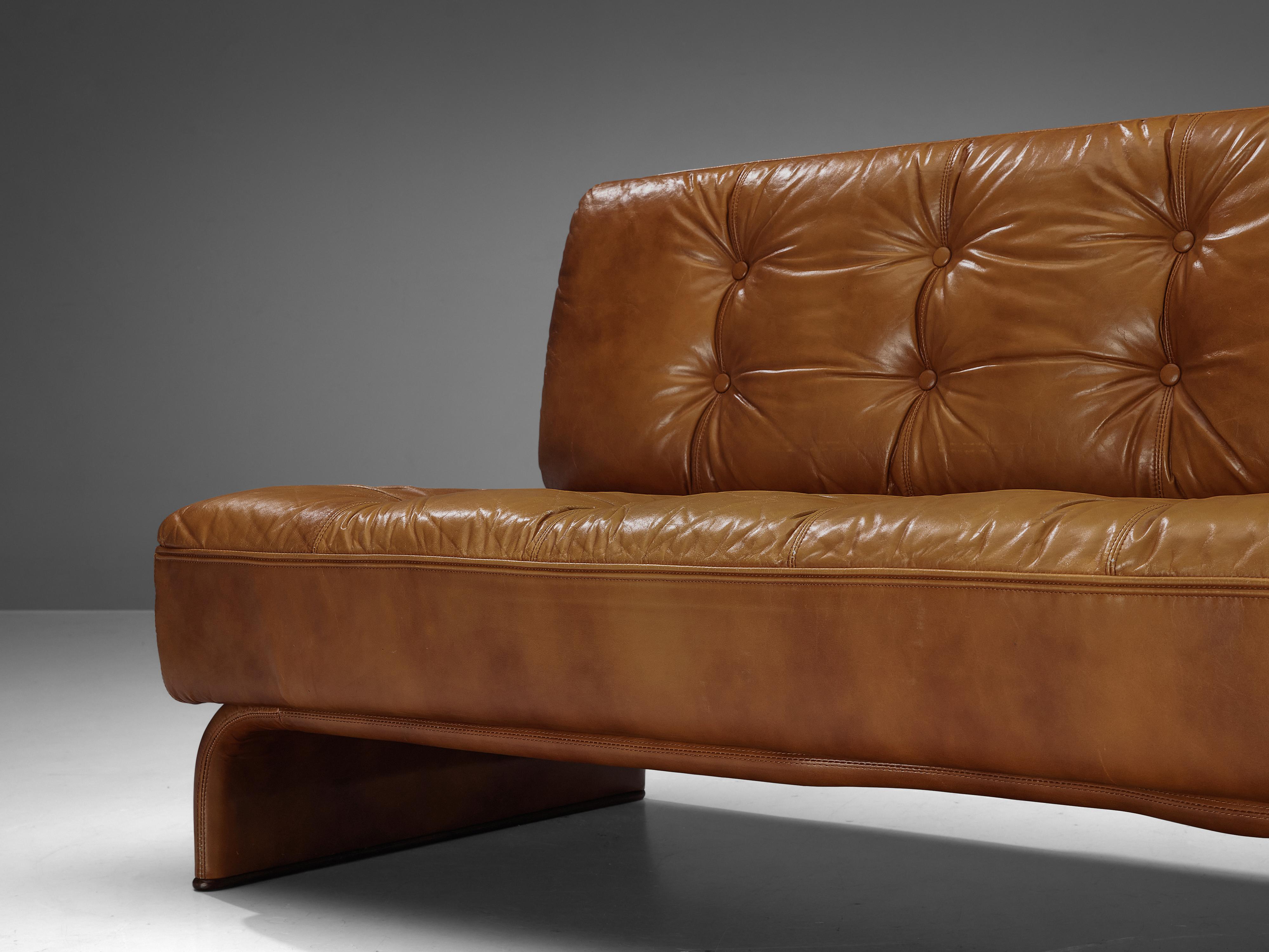 Johannes Spalt for Wittmann Constanze Sofa in Cognac Leather In Good Condition In Waalwijk, NL