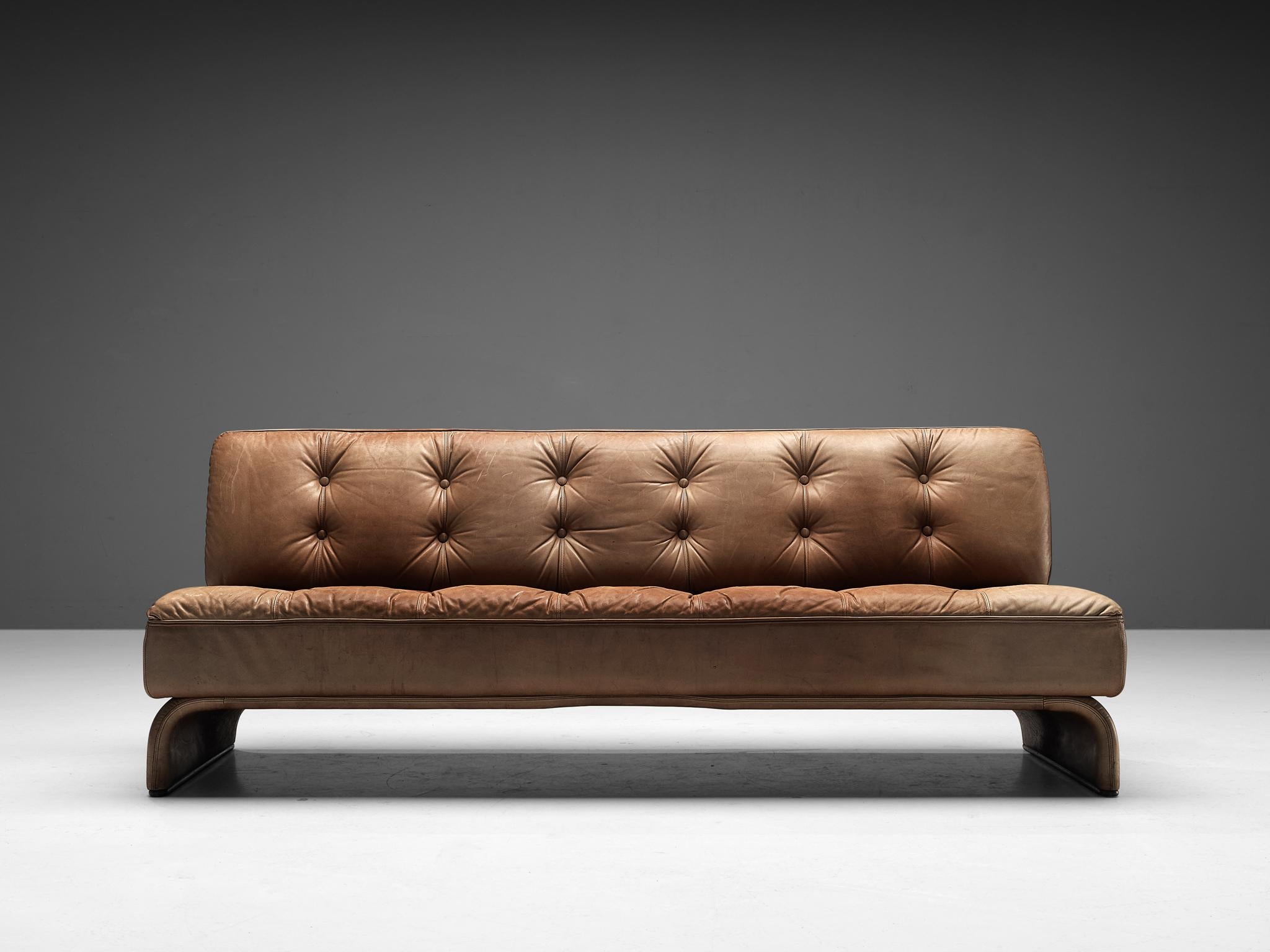 Mid-Century Modern Johannes Spalt for Wittmann 'Constanze' Sofa in Cognac Leather