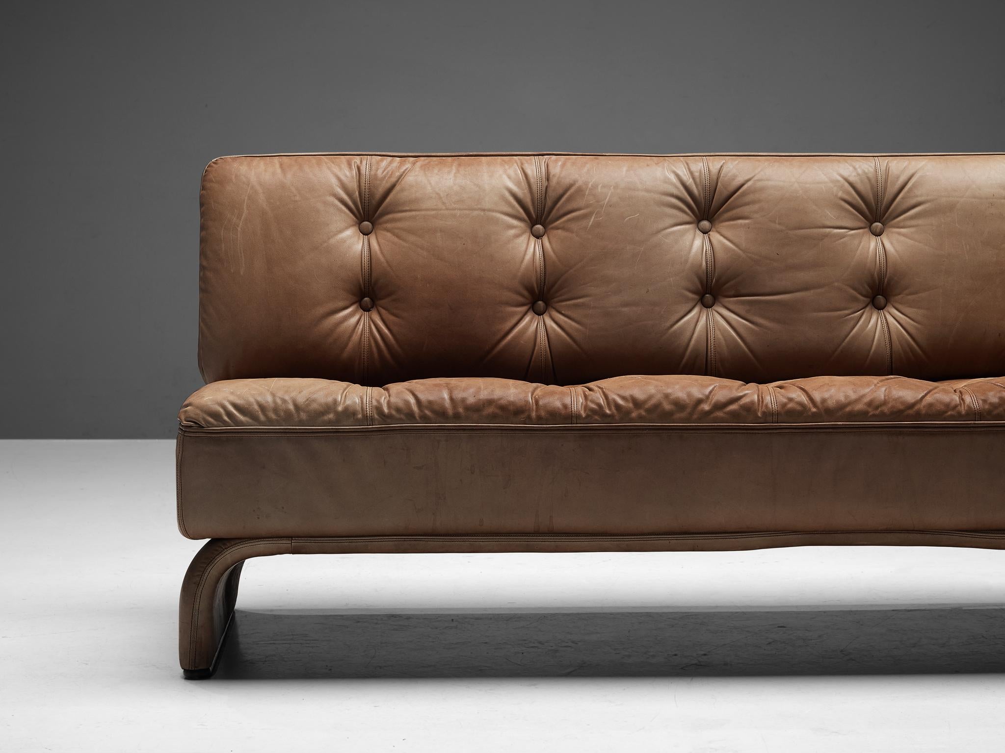 Austrian Johannes Spalt for Wittmann 'Constanze' Sofa in Cognac Leather  For Sale