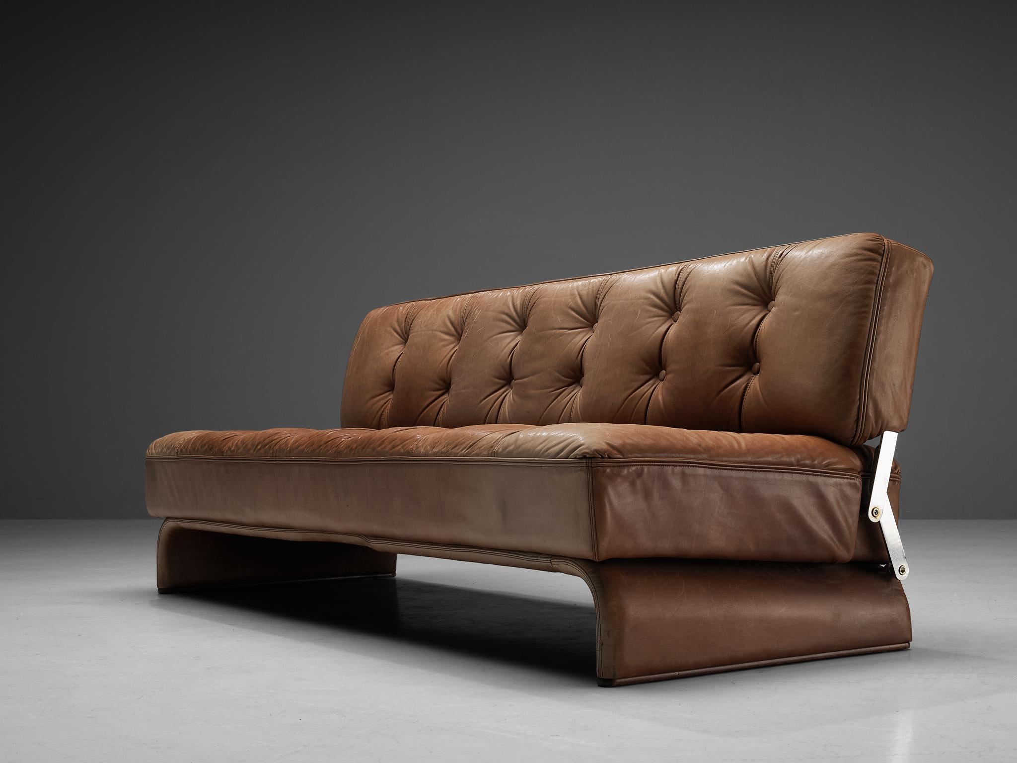 Johannes Spalt for Wittmann 'Constanze' Sofa in Cognac Leather In Good Condition In Waalwijk, NL