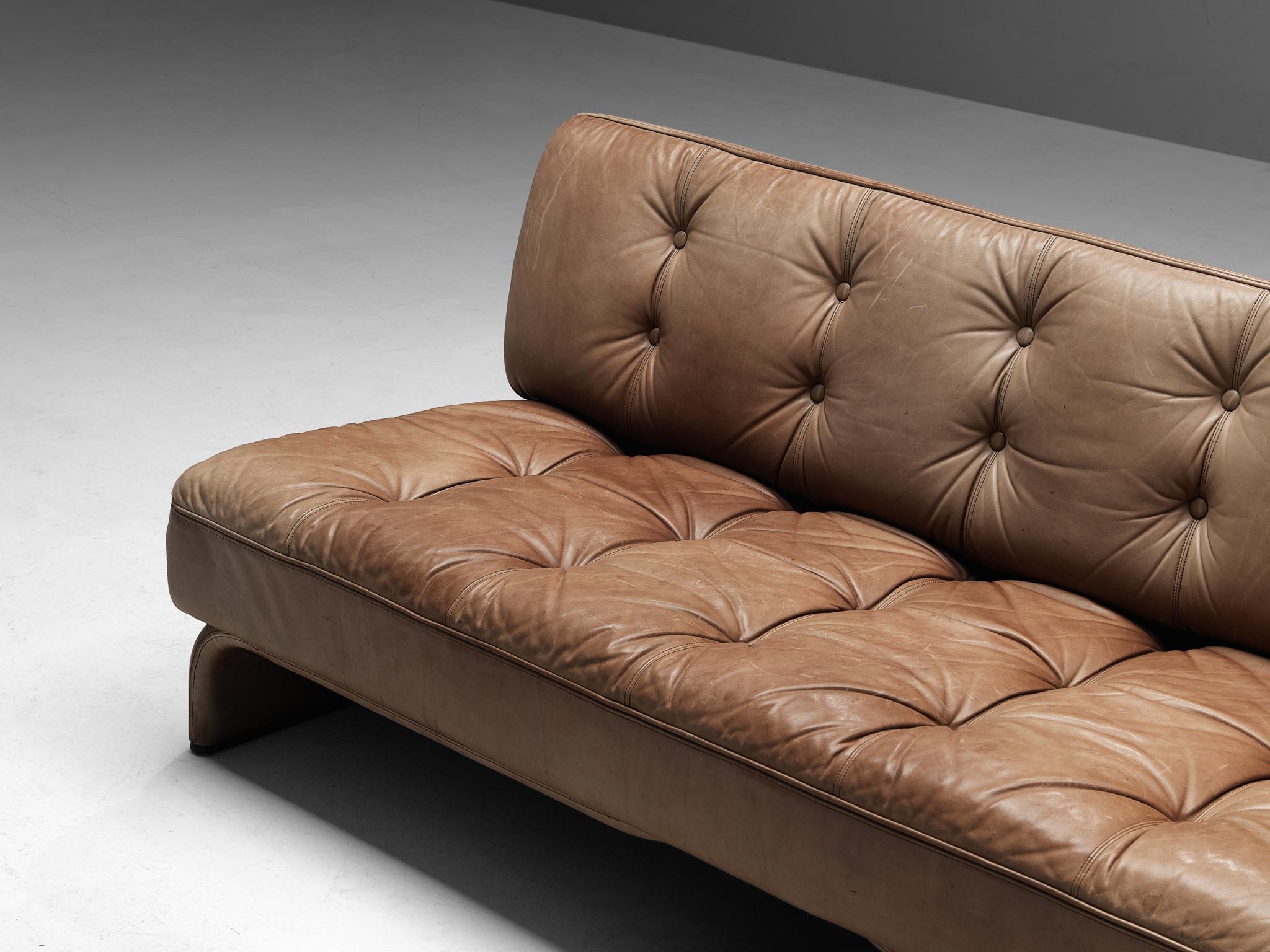 Mid-20th Century Johannes Spalt for Wittmann 'Constanze' Sofa in Cognac Leather