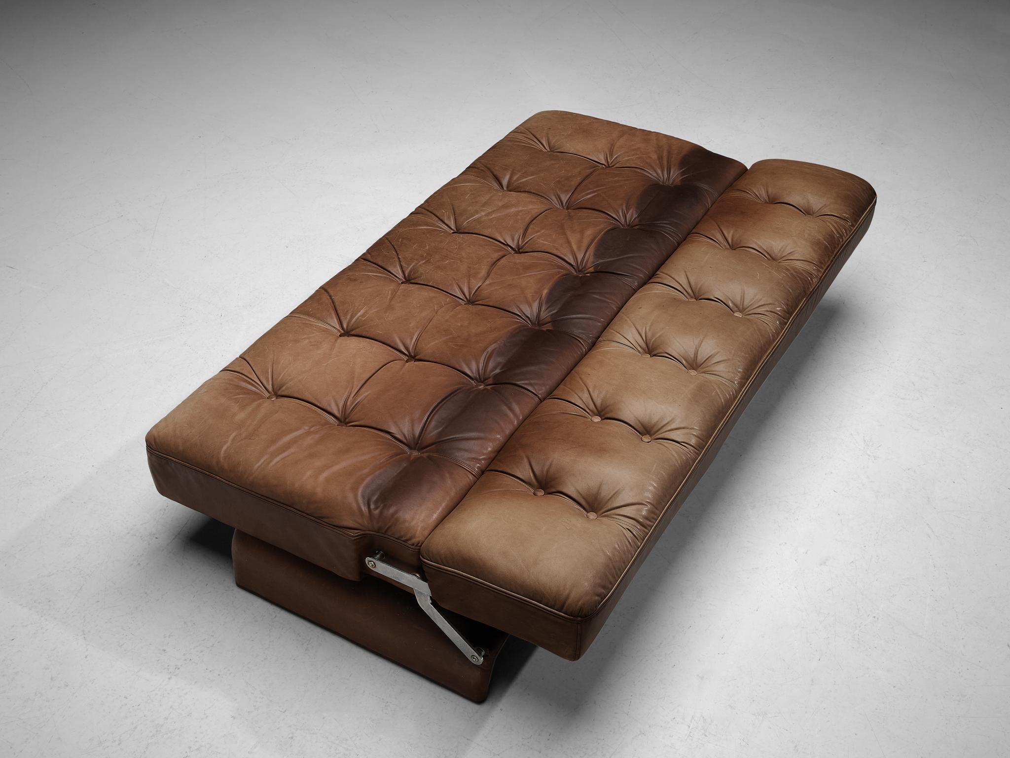 Metal Johannes Spalt for Wittmann 'Constanze' Sofa in Cognac Leather  For Sale
