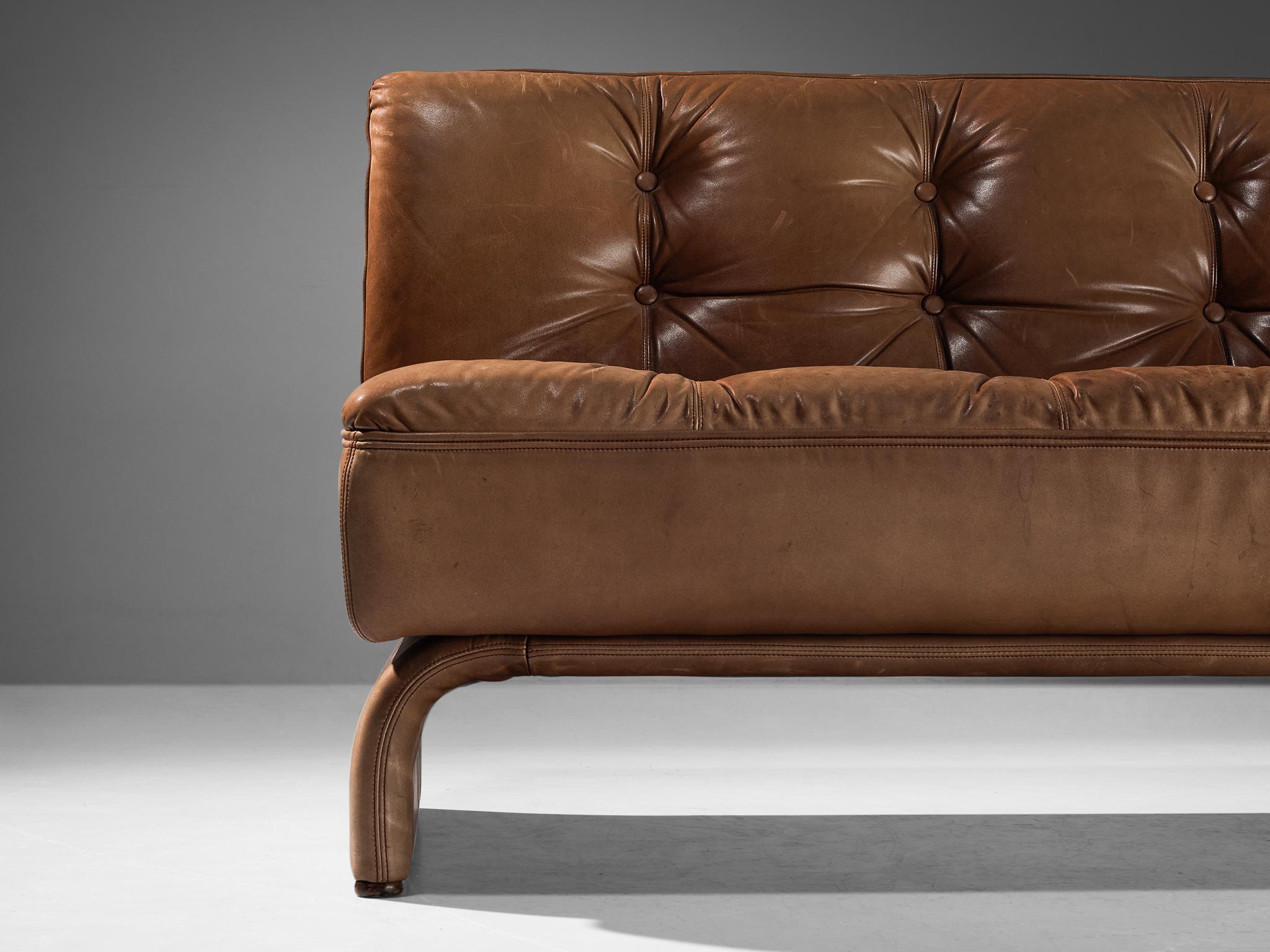 Austrian Johannes Spalt for Wittmann 'Constanze' Sofa or Daybed in Cognac Leather  For Sale