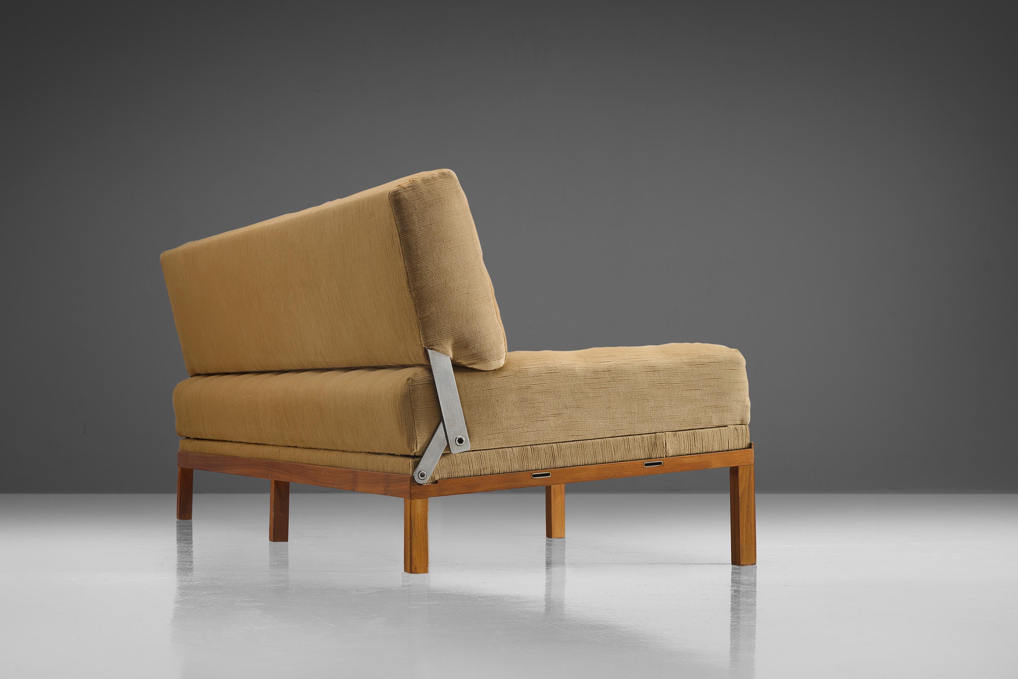 Austrian Johannes Spalt 'Constanze' Sofa or Daybed in Teak and Beige Upholstery 