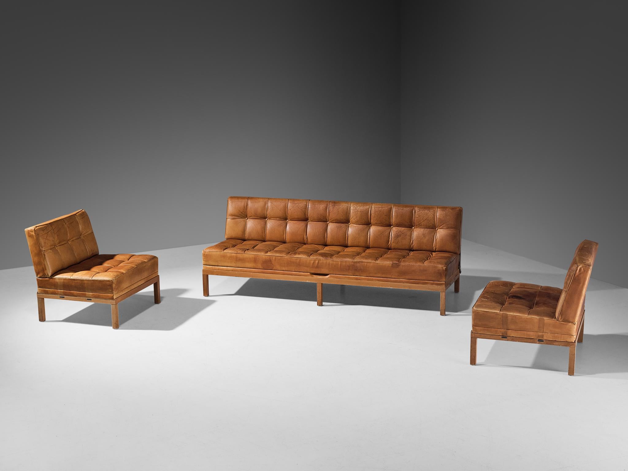 Johannes Spalt for Wittmann Pair of Lounge Chairs in Cognac Leather 5