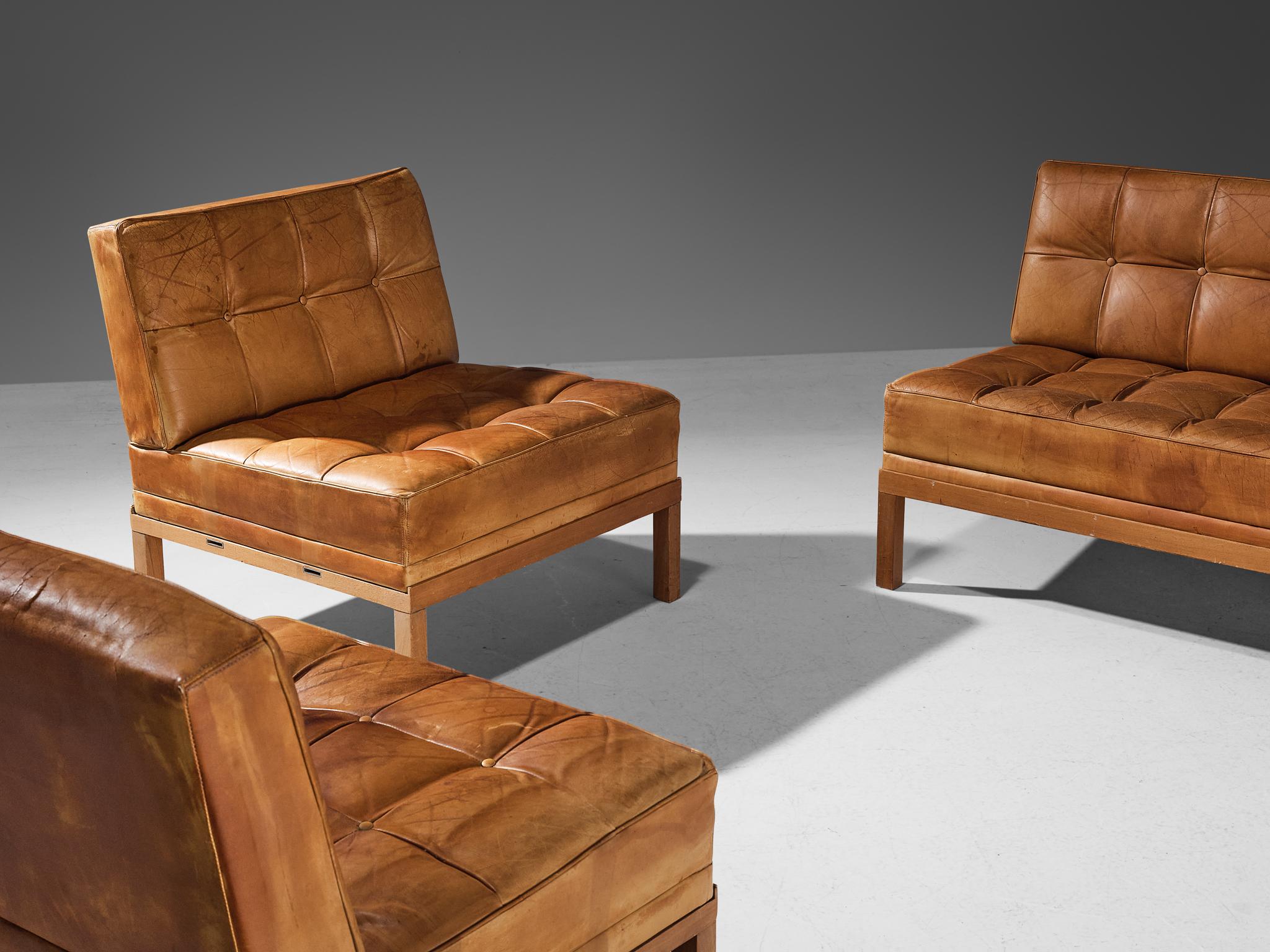Johannes Spalt for Wittmann Pair of Lounge Chairs in Cognac Leather 6