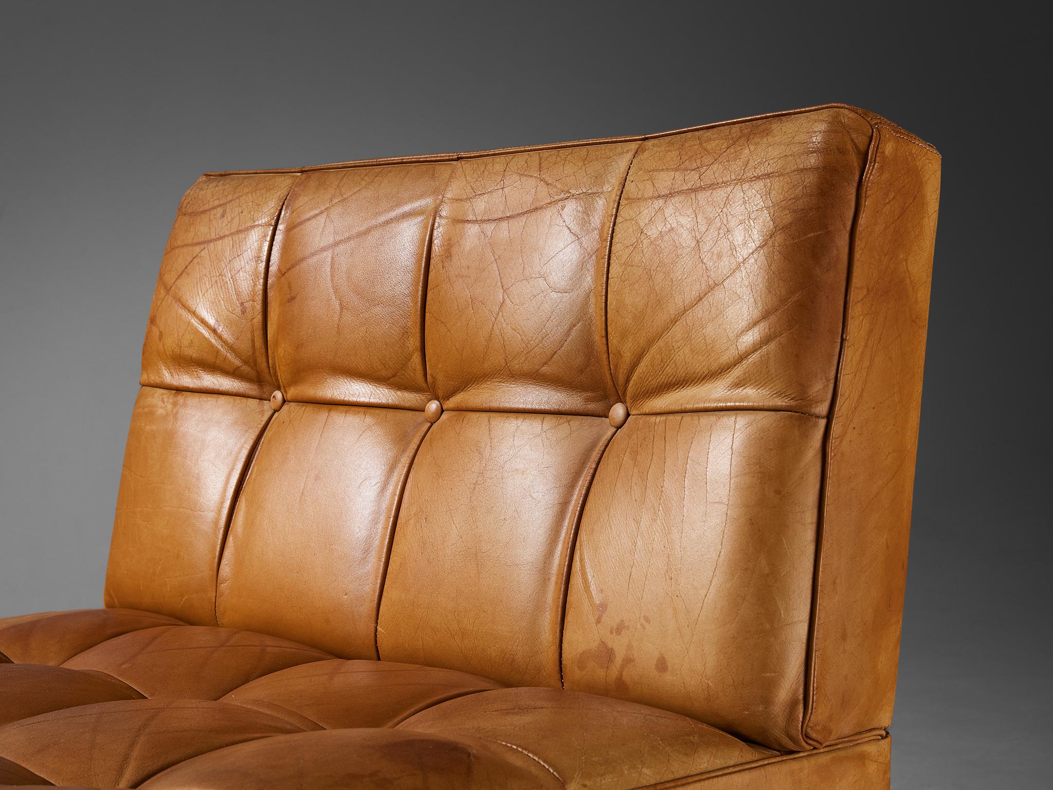 Mid-Century Modern Johannes Spalt for Wittmann Pair of Lounge Chairs in Cognac Leather
