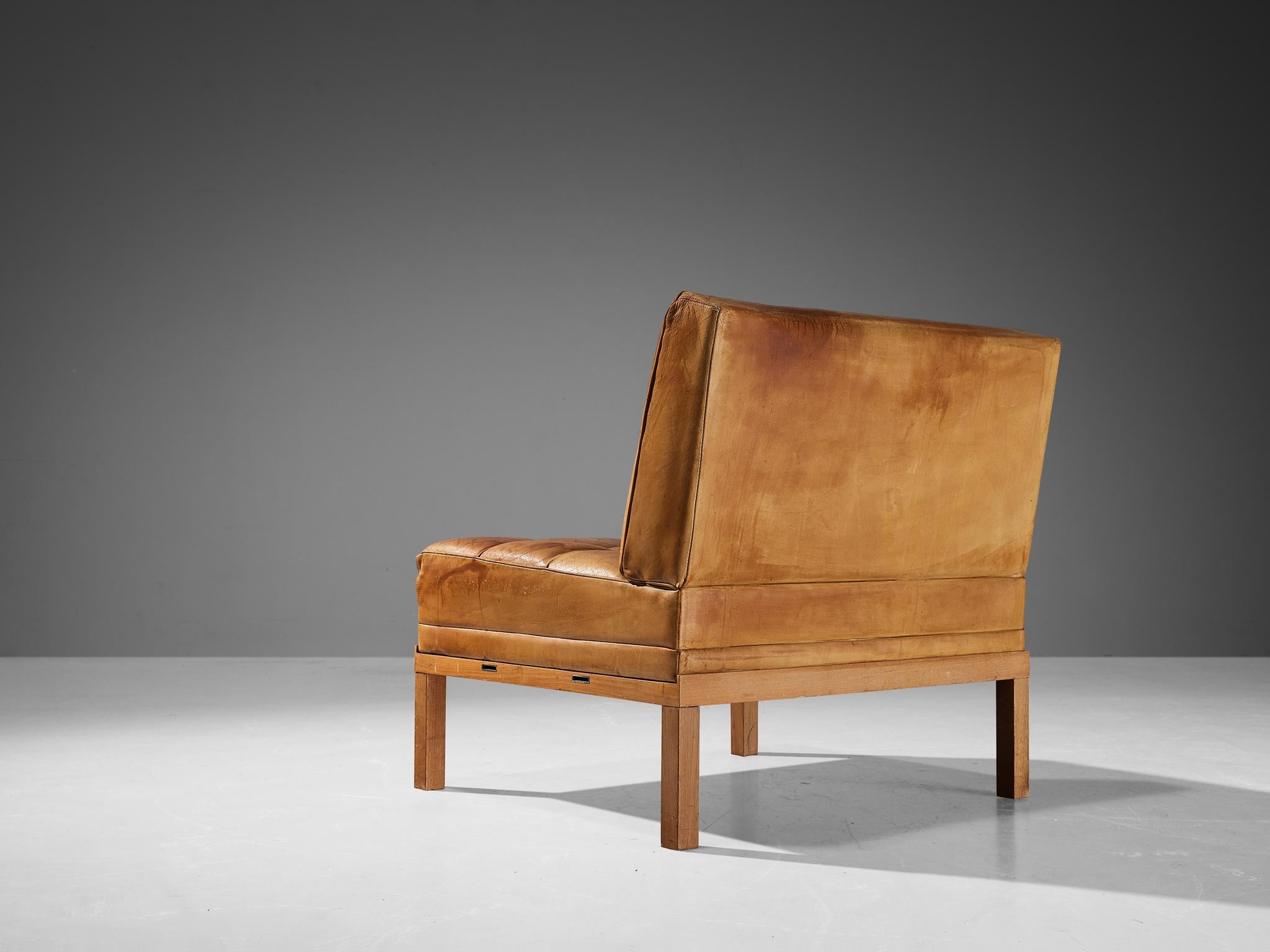 Mid-20th Century Johannes Spalt for Wittmann Pair of Lounge Chairs in Cognac Leather