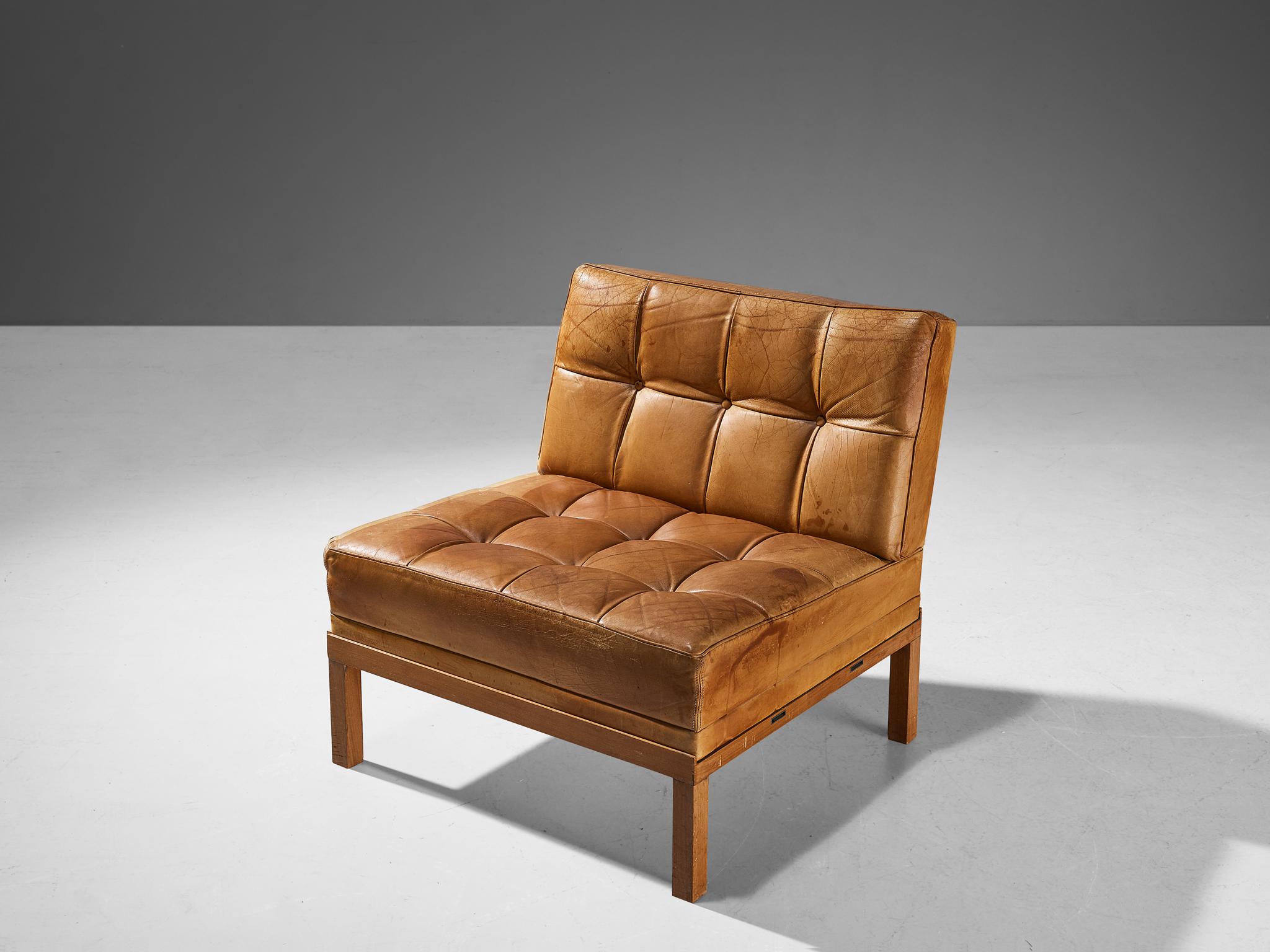 Johannes Spalt for Wittmann Pair of Lounge Chairs in Cognac Leather 3