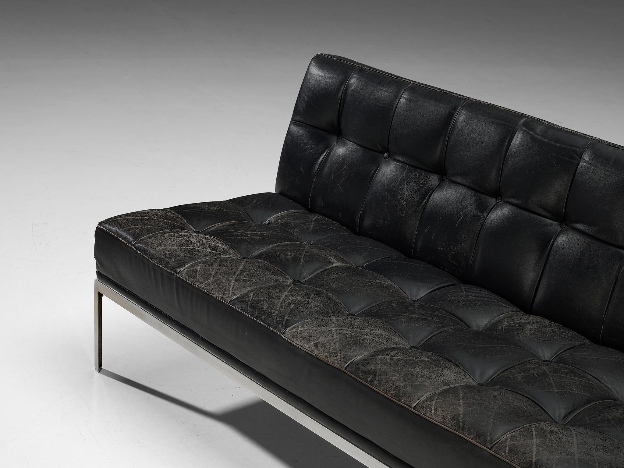 Mid-20th Century Johannes Spalt for Wittmann Sofa in Black Leather For Sale