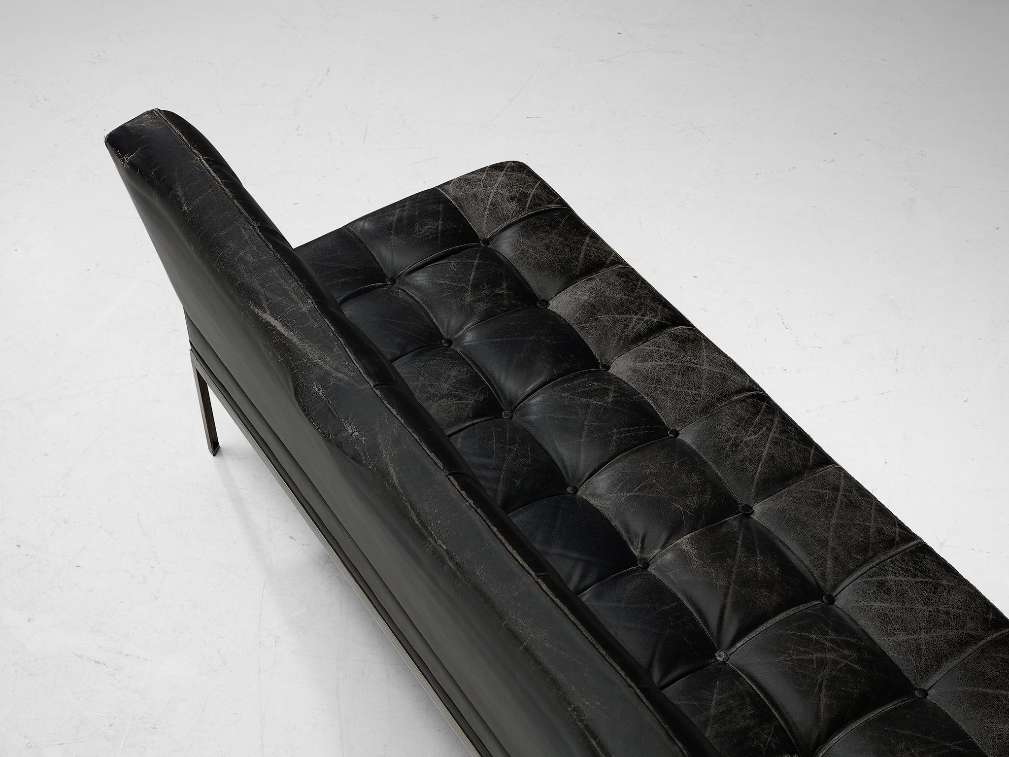 Johannes Spalt for Wittmann Sofa in Black Leather For Sale 1