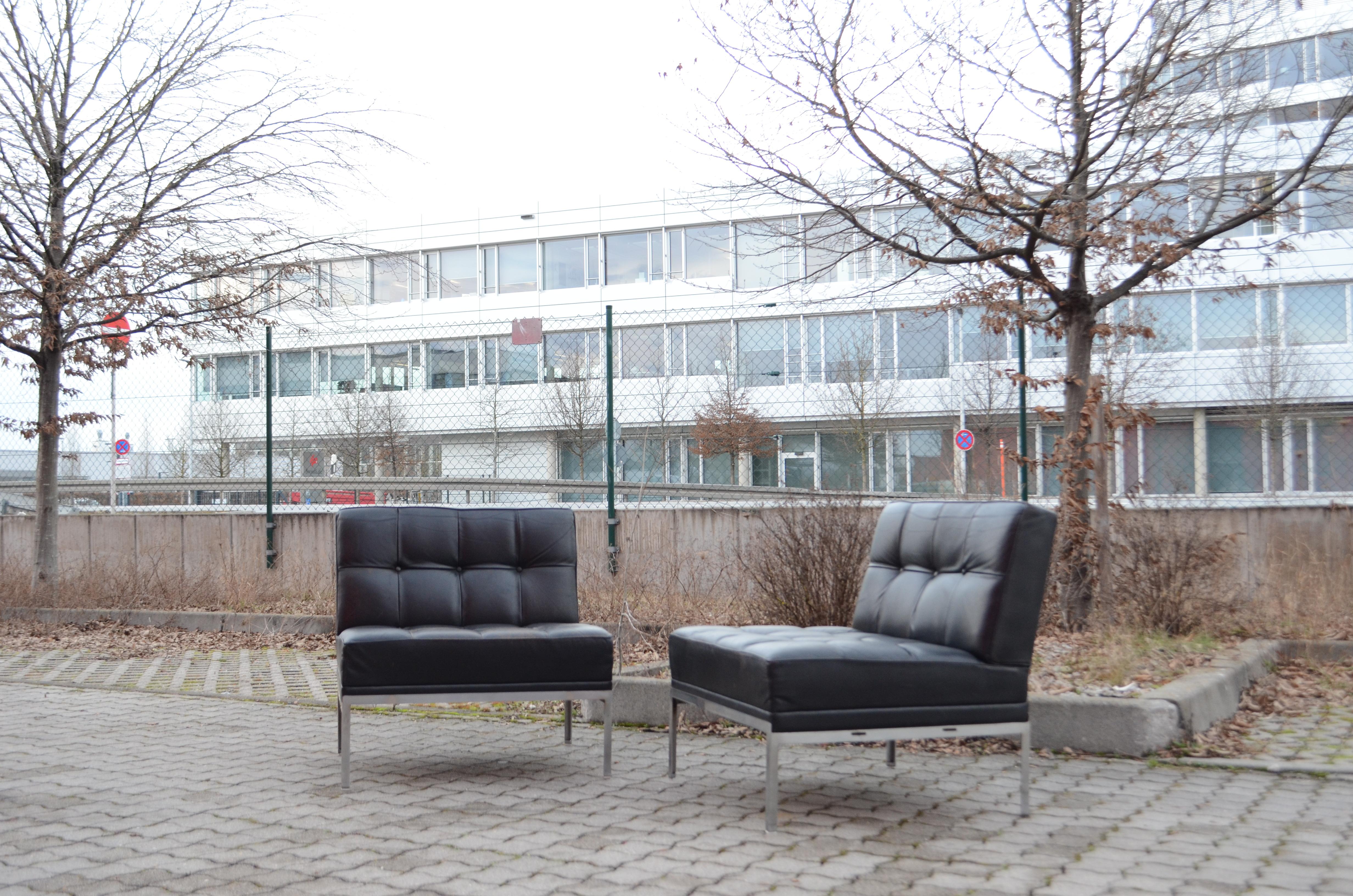 Johannes Spalt Leather Easy Lounge Chair Constanze by Wittmann Set of 2 In Good Condition For Sale In Munich, Bavaria