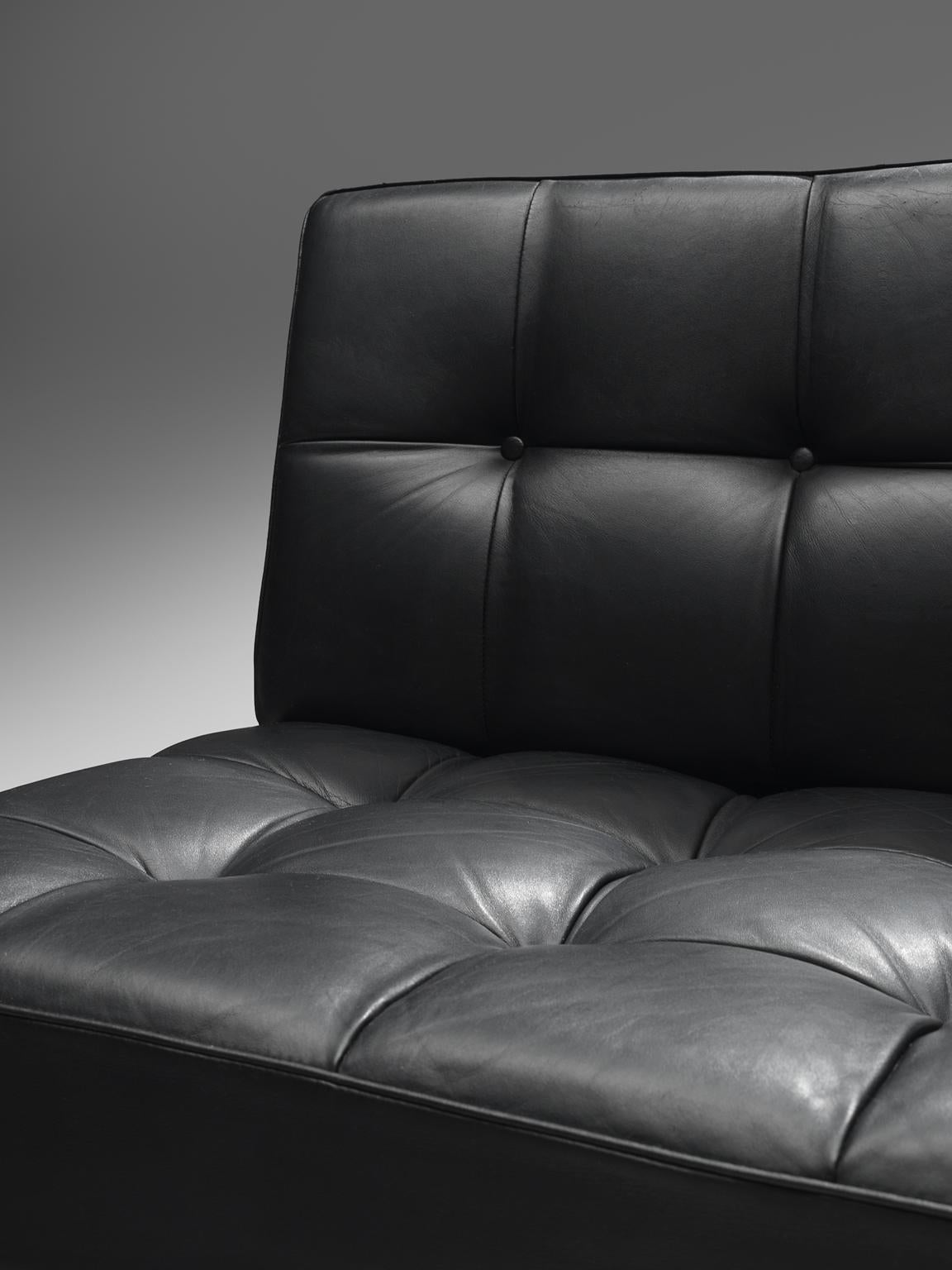 Mid-20th Century Johannes Spalt Pair of 'Constanze' Sofa in Black Leather