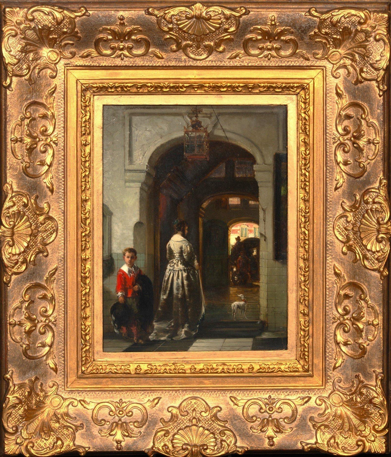 Farewell, oil on panel by Johannes Stroebel (1821-1905) For Sale 9