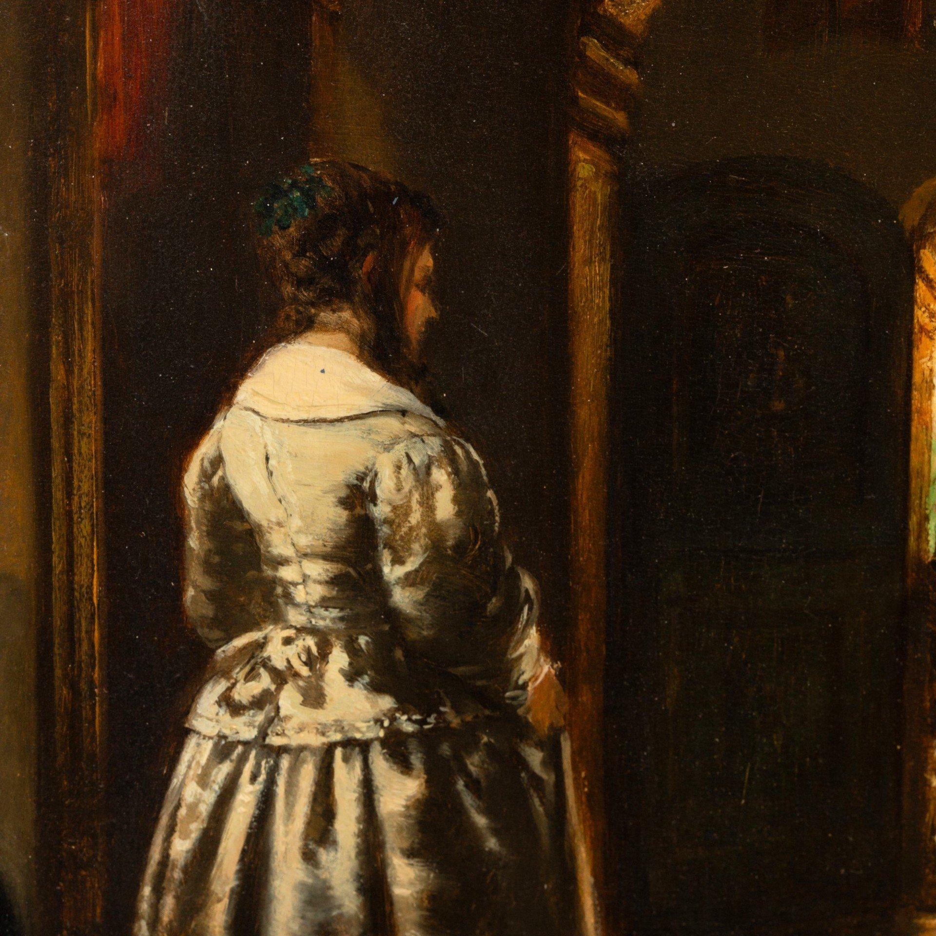 Farewell, oil on panel by Johannes Stroebel (1821-1905) For Sale 5