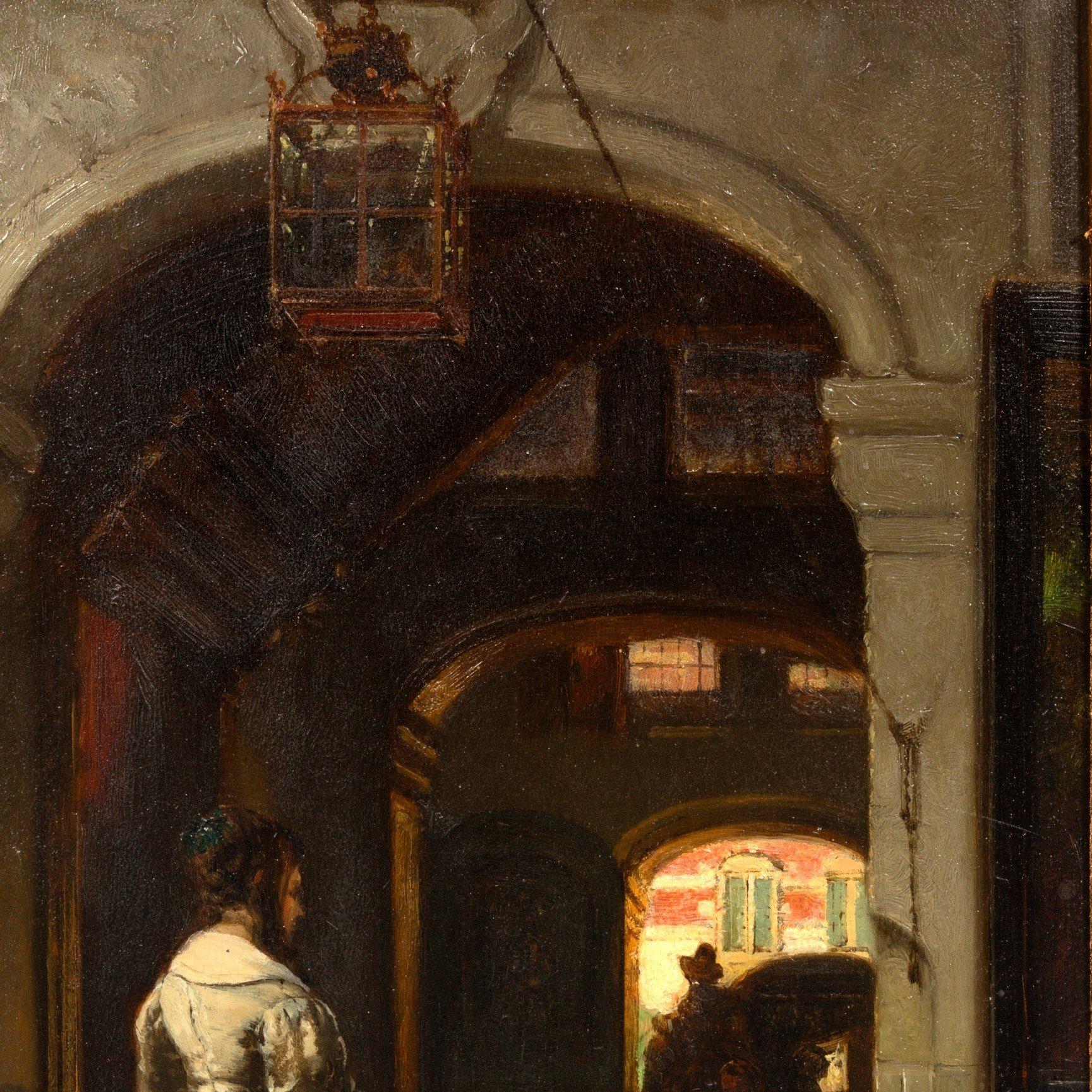 Farewell, oil on panel by Johannes Stroebel (1821-1905) For Sale 8