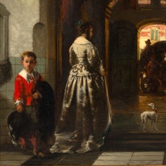 Antique Farewell, oil on panel by Johannes Stroebel (1821-1905)
