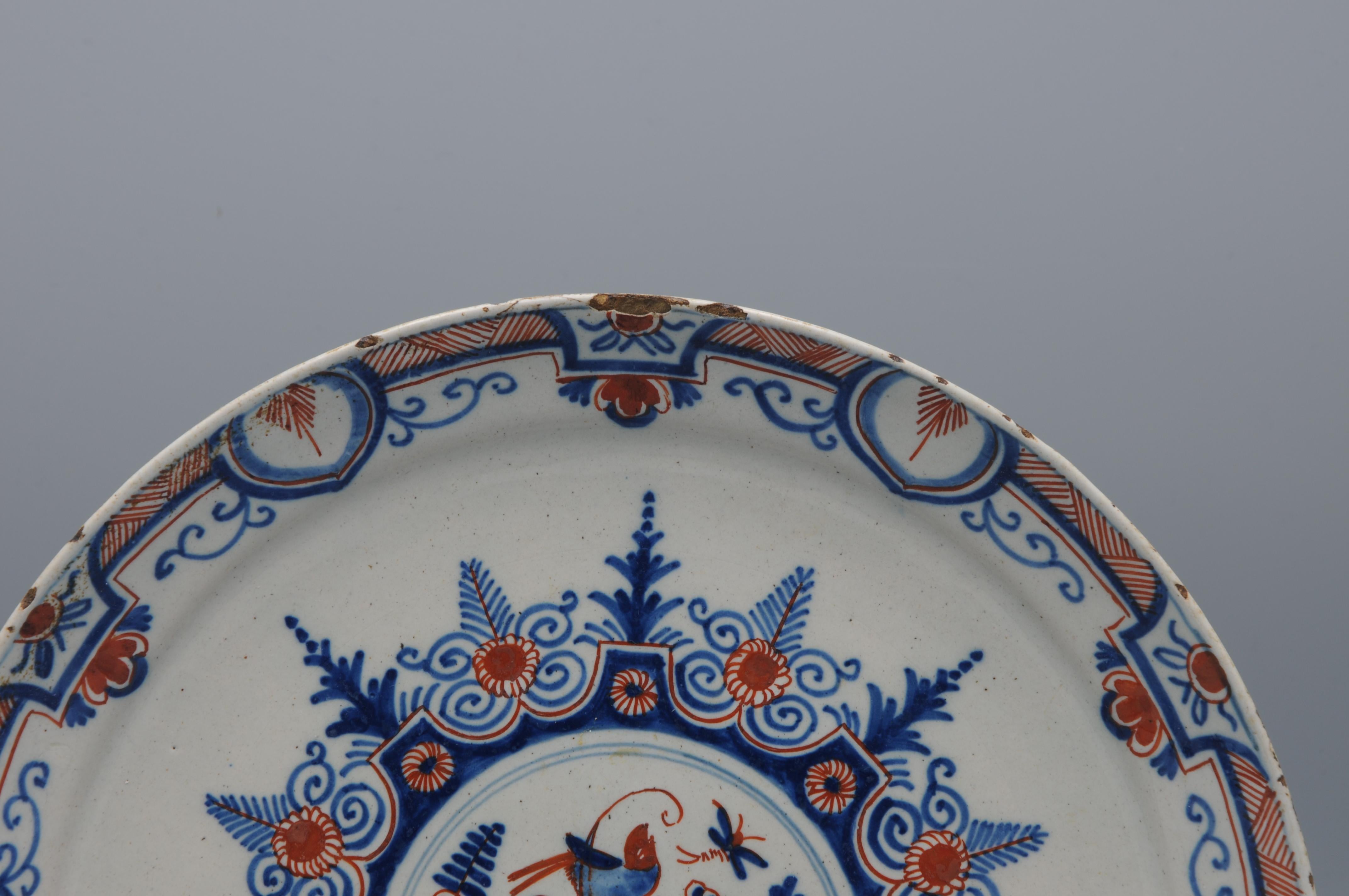 Johannes van Lockhorst, plato policromado de Delft - principios del siglo XVIII Holandés en venta