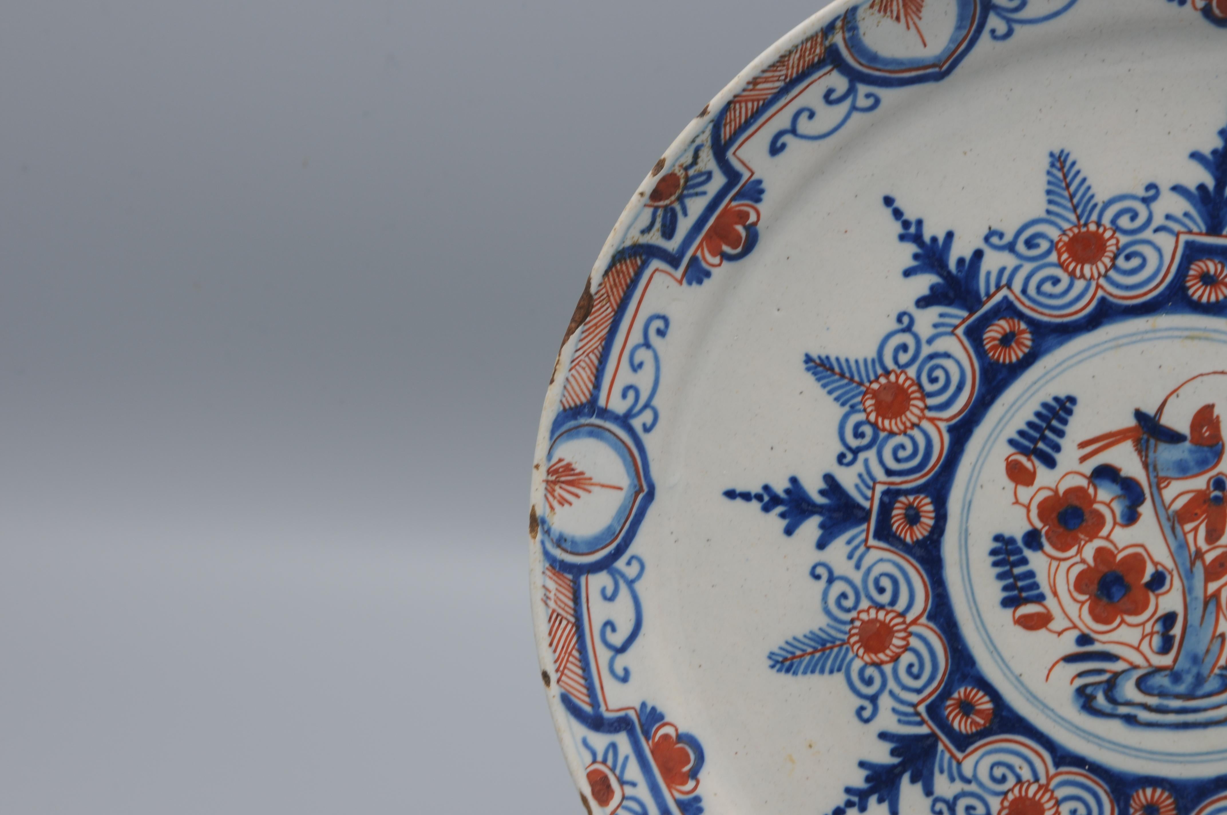 Johannes van Lockhorst, plato policromado de Delft - principios del siglo XVIII Glaseado en venta