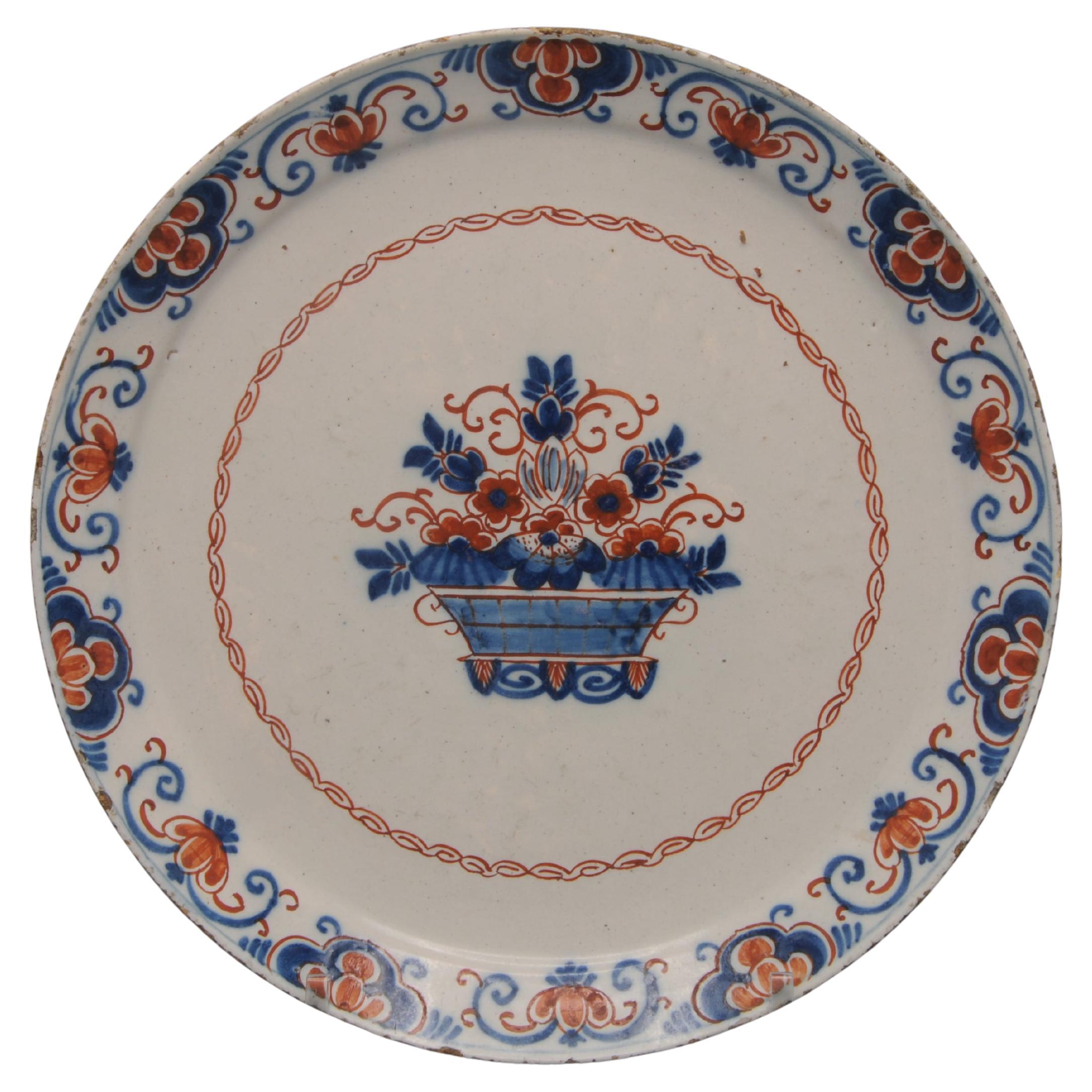 Johannes van Lockhorst, plato policromado de Delft - principios del siglo XVIII