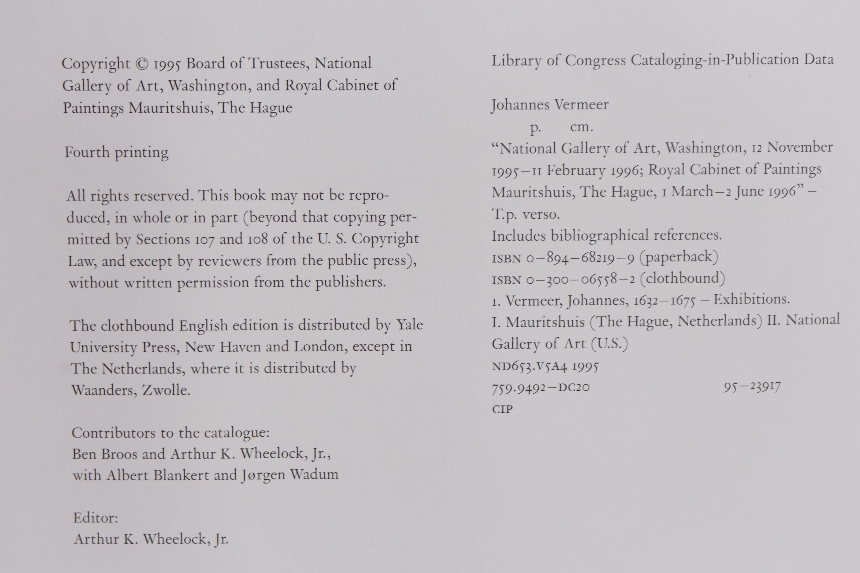 Fin du 20e siècle Livre d'art de Johannes Vermeer en vente