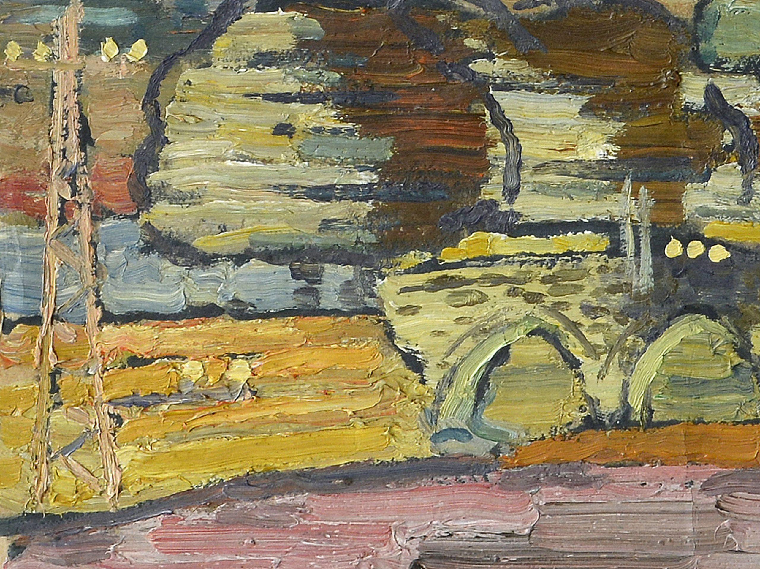 Arlberg-Brücke. 1930, оil auf Karton, 30x36, 5 cm (Impressionismus), Painting, von Johannes Walter-Kurau