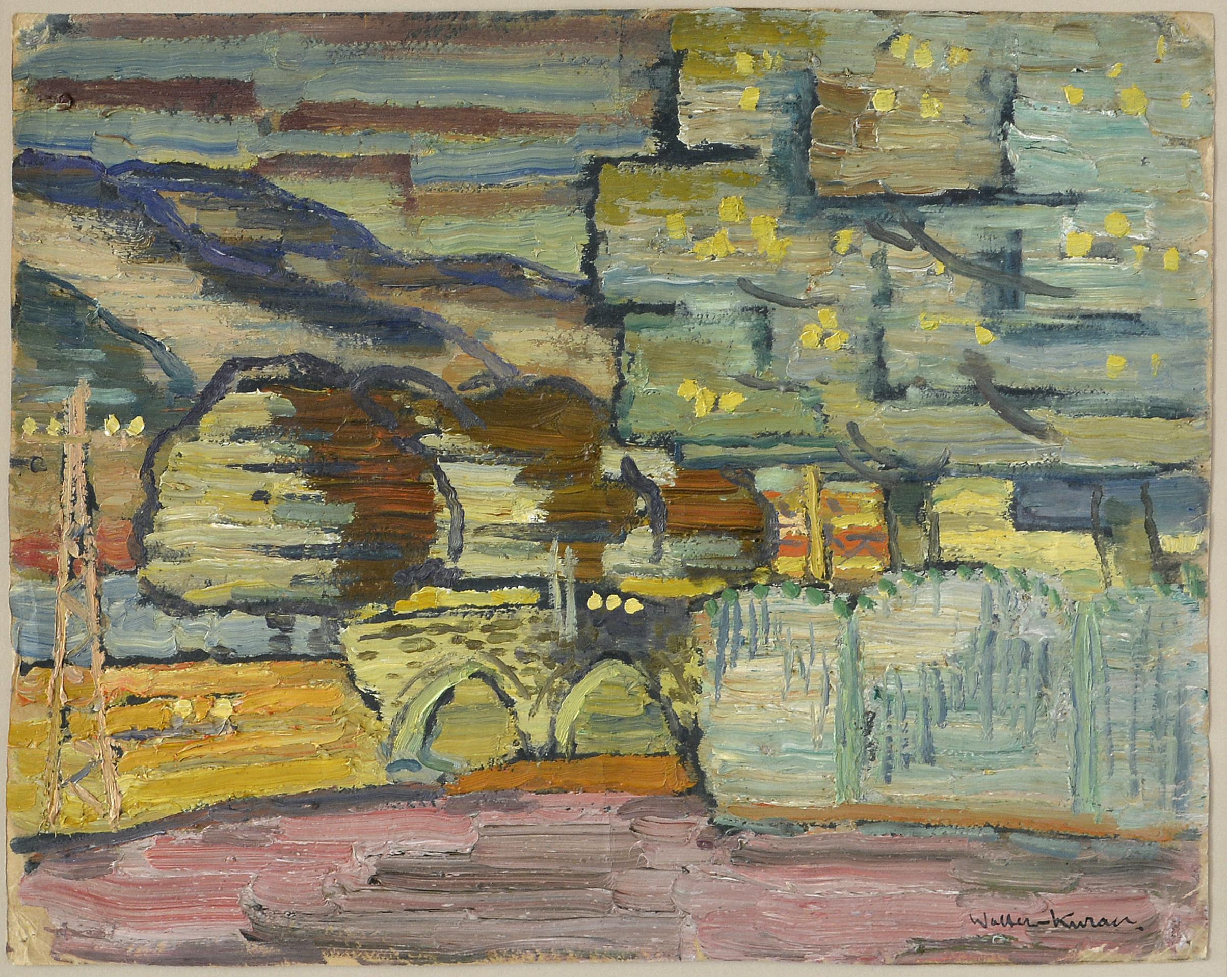Arlberg brücke. 1930, оil on cardboard, 30x36,5 cm