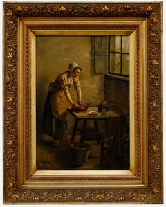 Johannes Weiland - Late 19th Century Oil, The Kitchen Maid